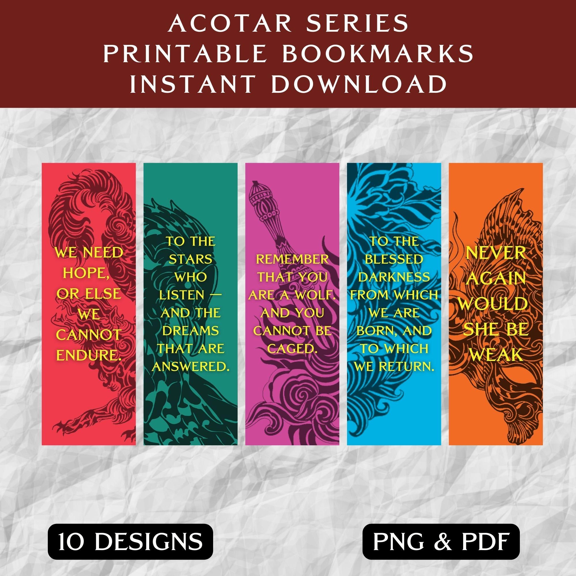 ACOTAR Series Inspired Bookmarks PDF And PNG Files Instant Download Booktok Printable Etsy