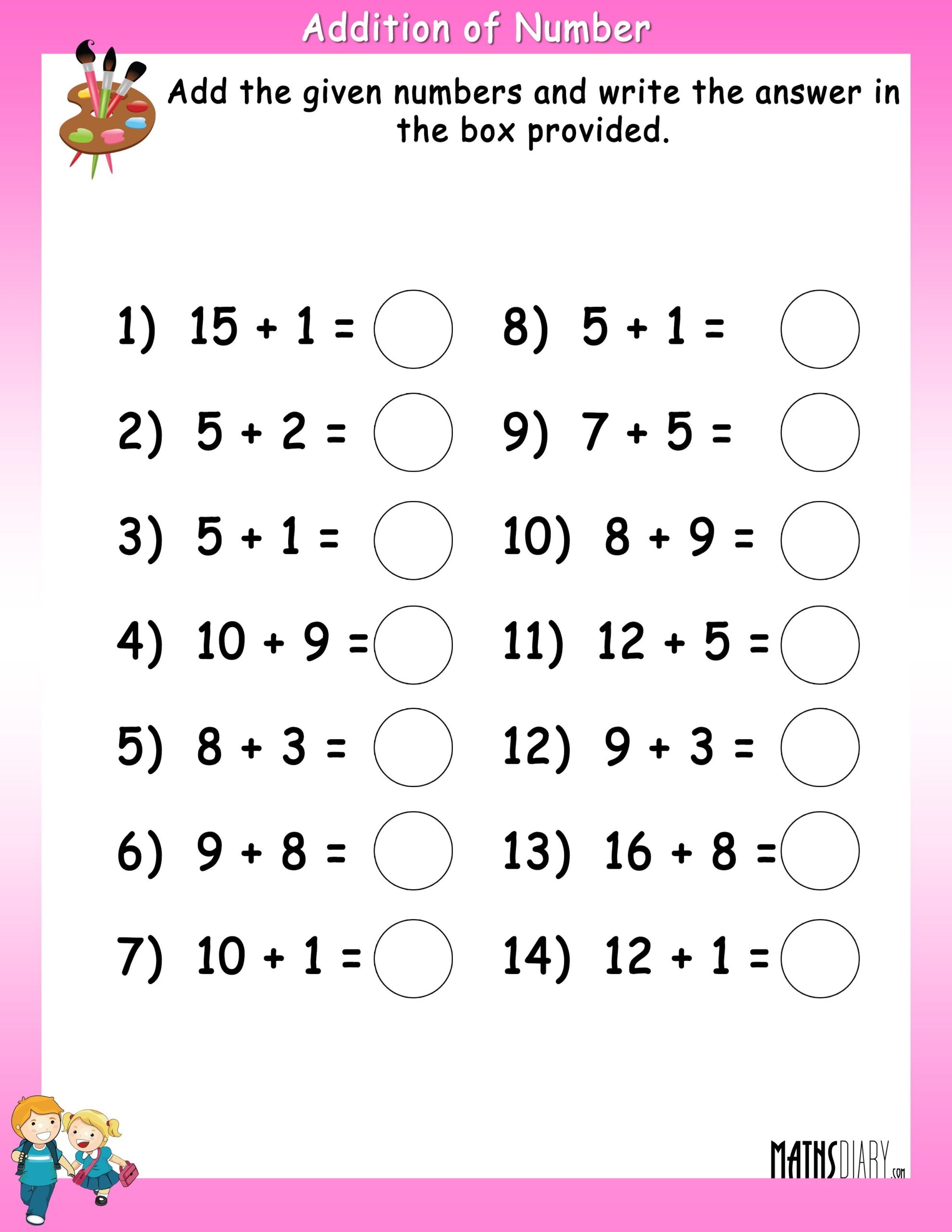 Addition Subtraction Of Numbers Worksheets Math Worksheets Worksheets Library