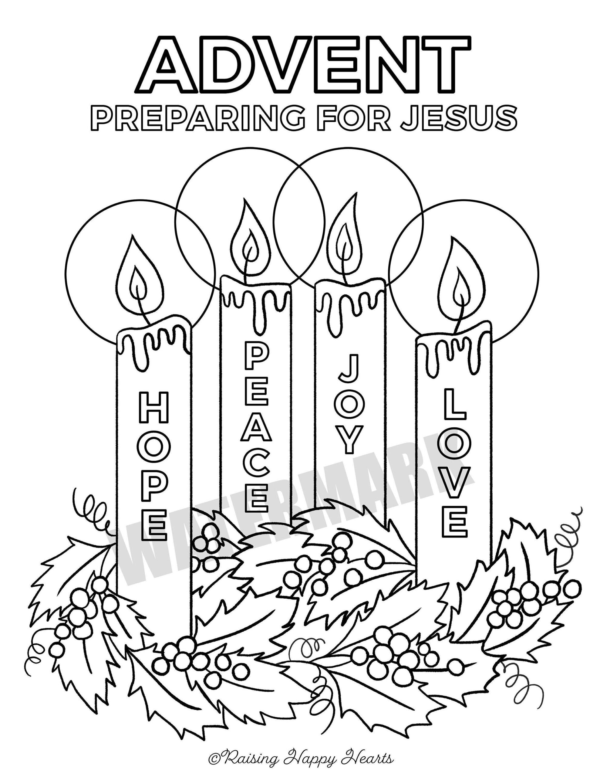 Advent Wreath Colouring Page Instant Download Advent For Kids 