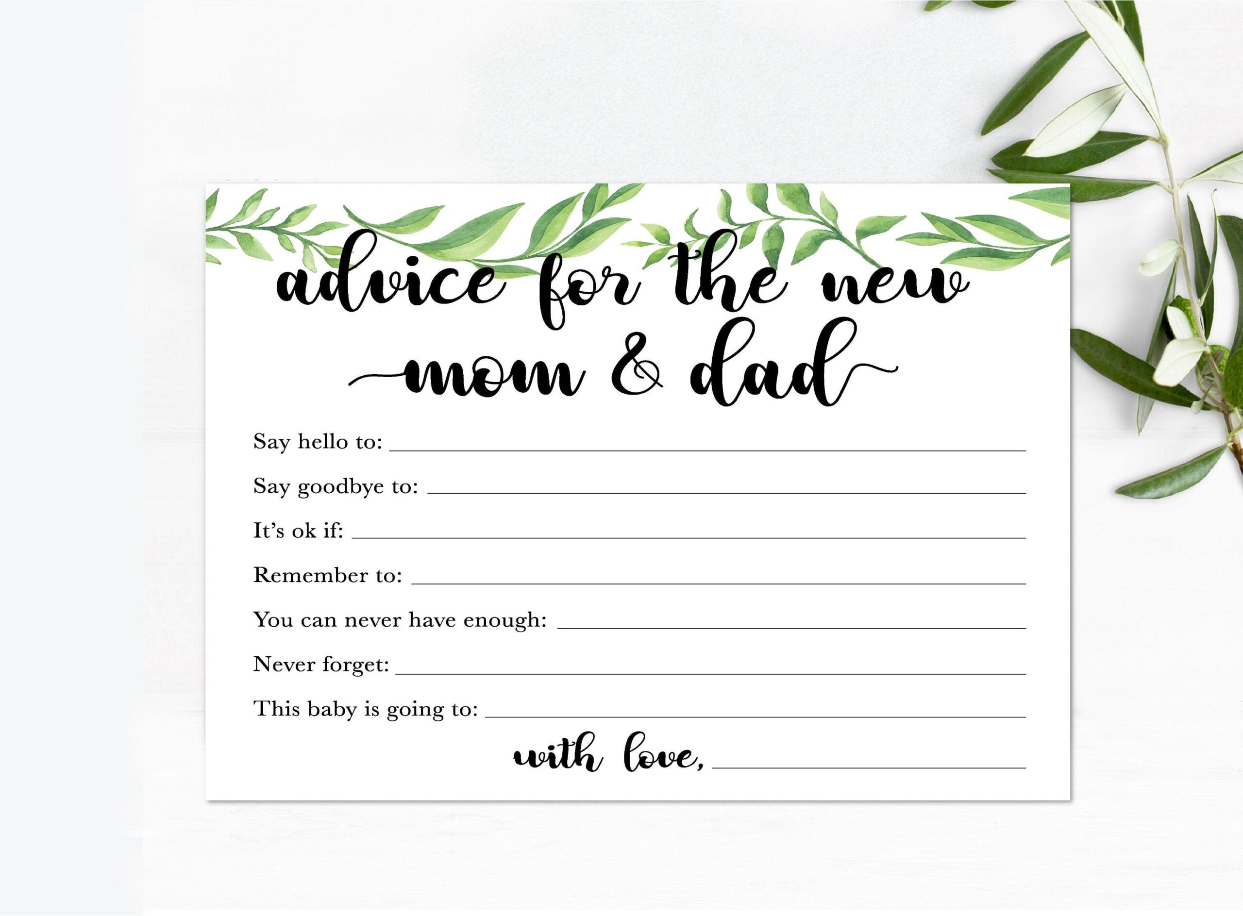 Advice Cards For Mom And Dad Baby Shower Advice Cards Greenery Baby Shower Perfect For Parents To Be Keepsake For Parents Etsy Australia