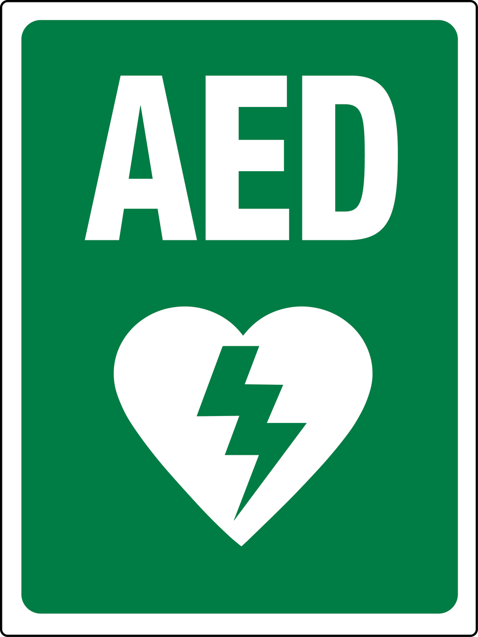 AED Sign Green And White