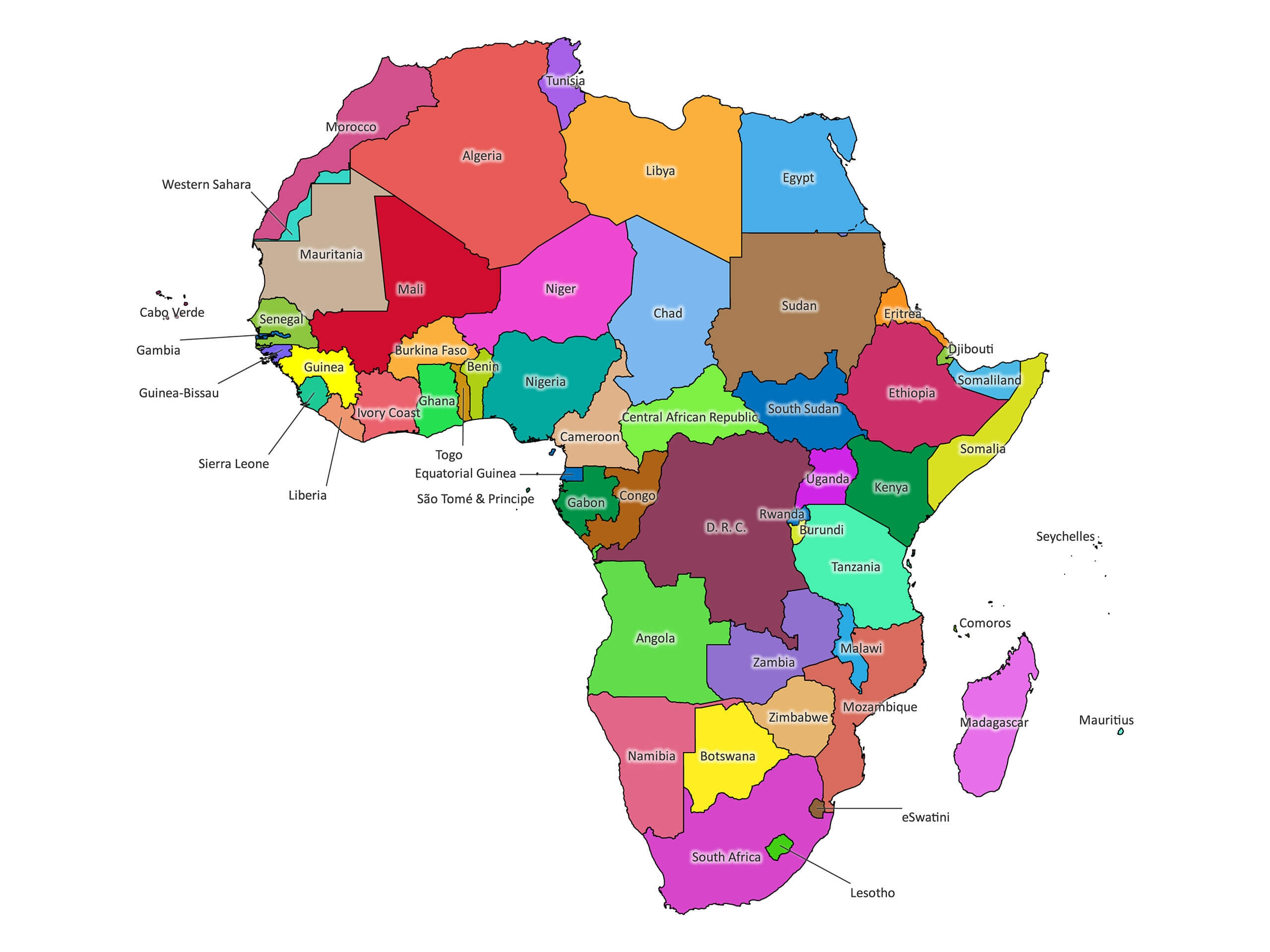 Africa Labeled Map Labeled Maps Africa Labeled Map Labeled Maps
