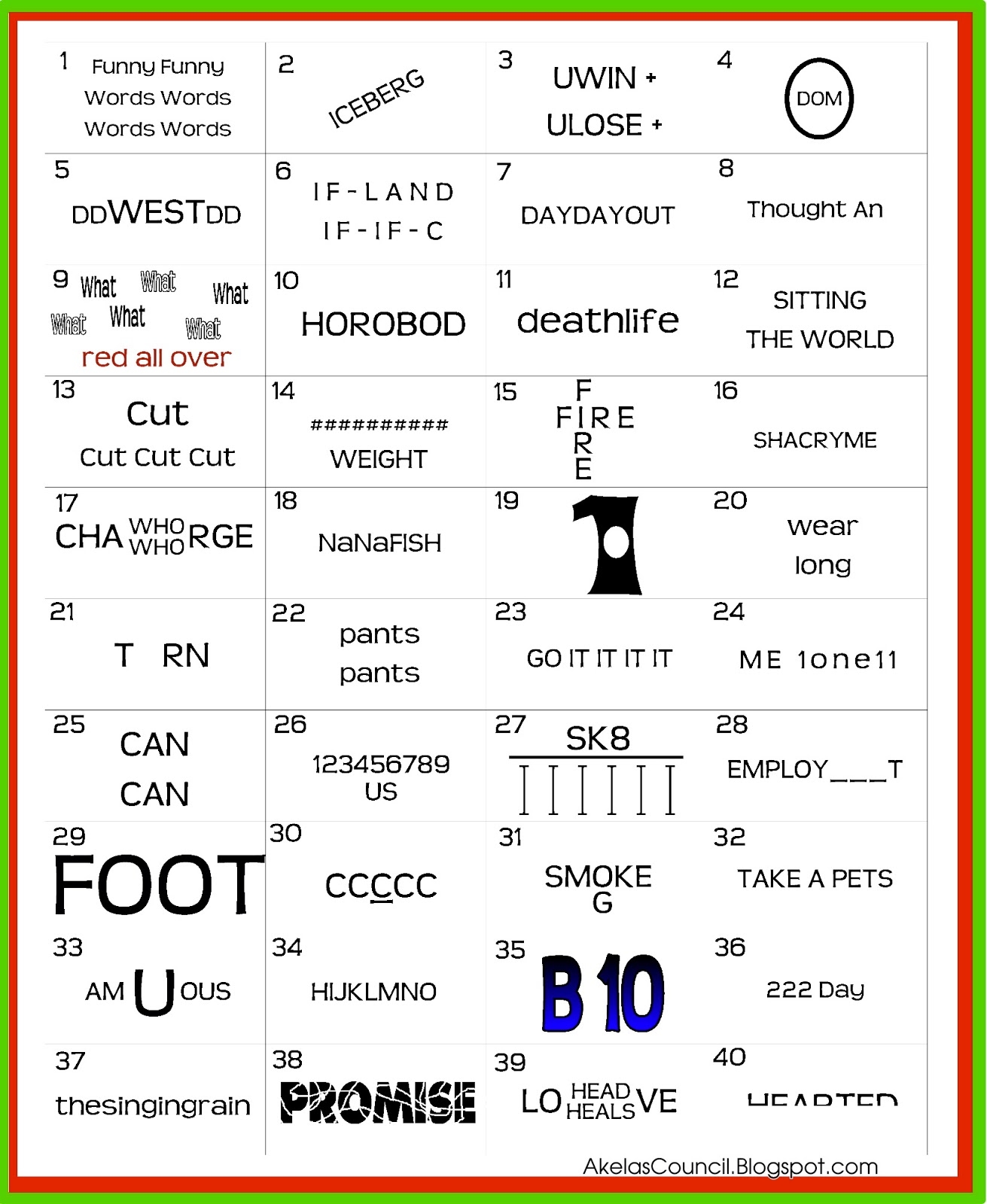 Akelas Council Cub Scout Leader Training Printable Rebus Word 