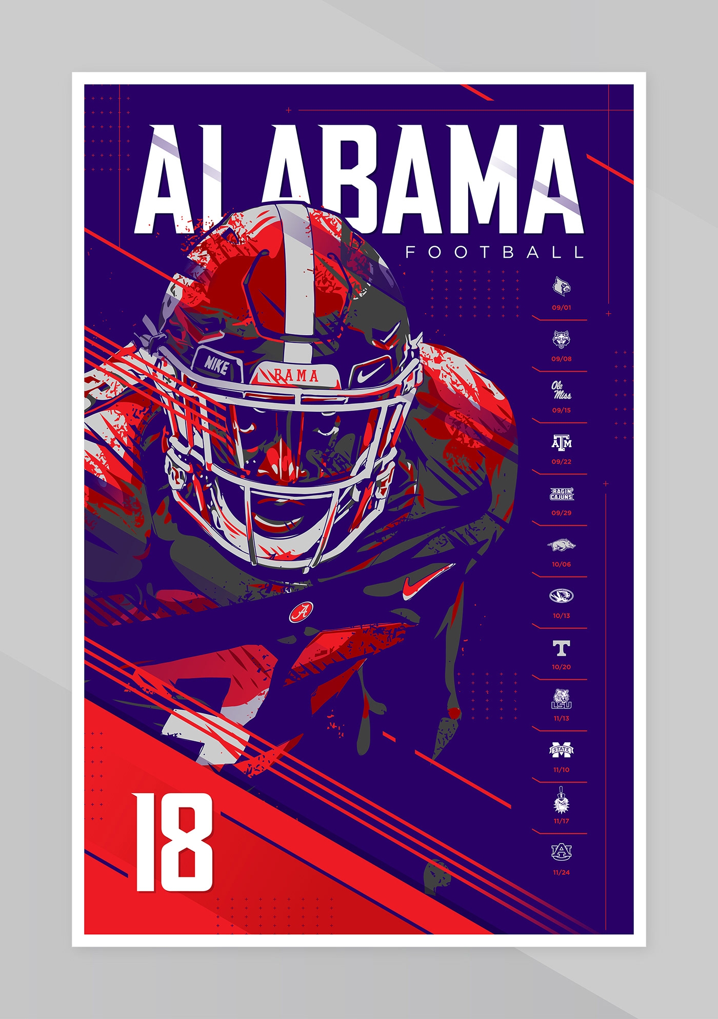 Alabama Football 2018 Schedule Behance