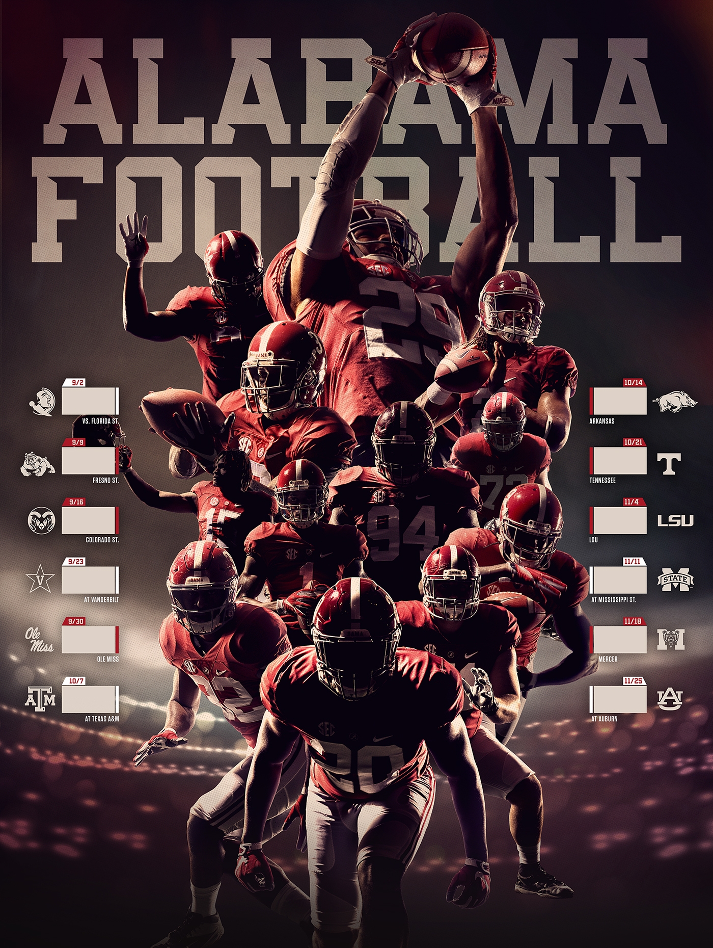 Alabama Football Schedule Poster 2017 Behance
