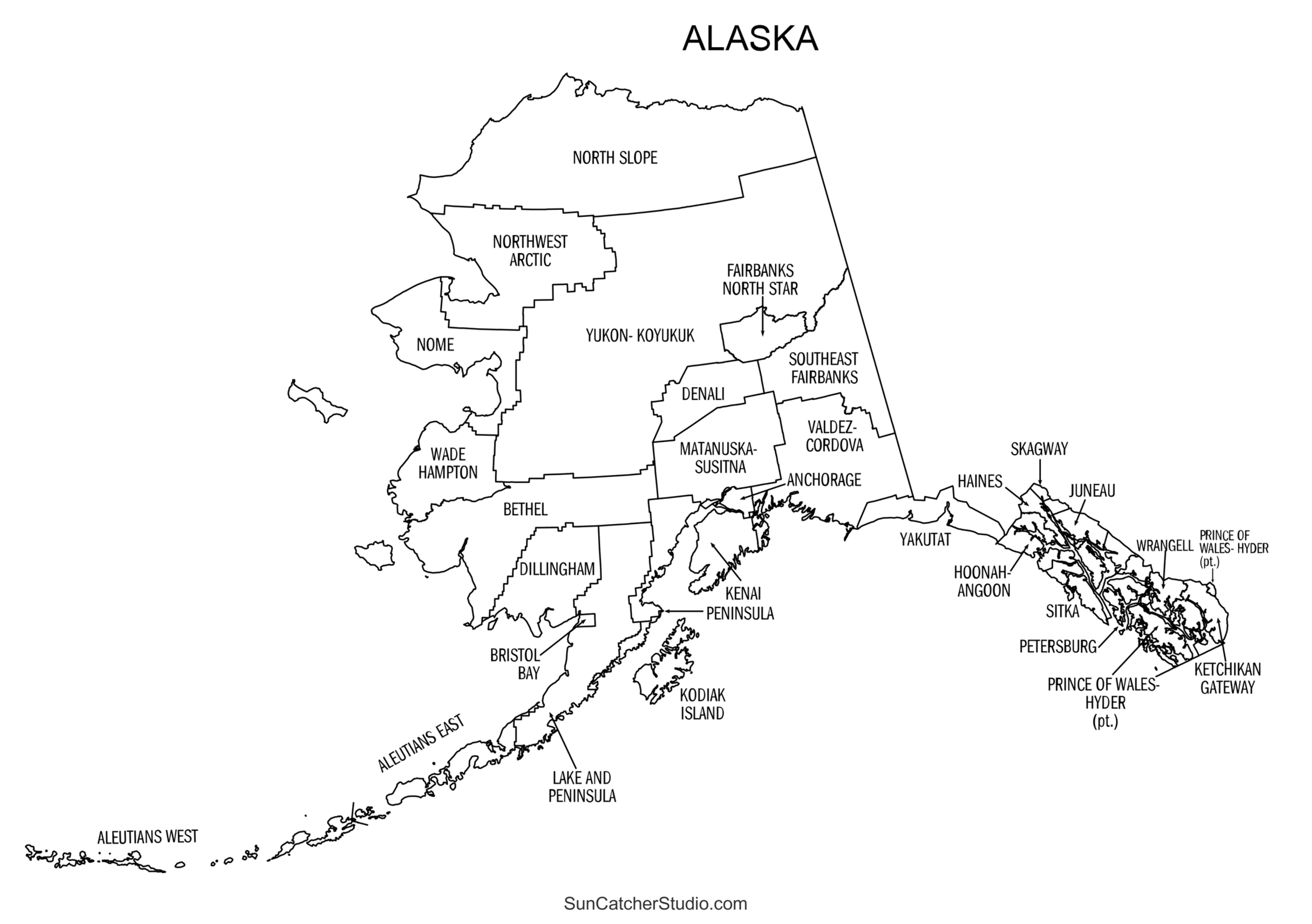 Alaska Boroughs Map Printable State Map With County Lines Free Printables Monograms Design Tools Patterns U0026 DIY Projects