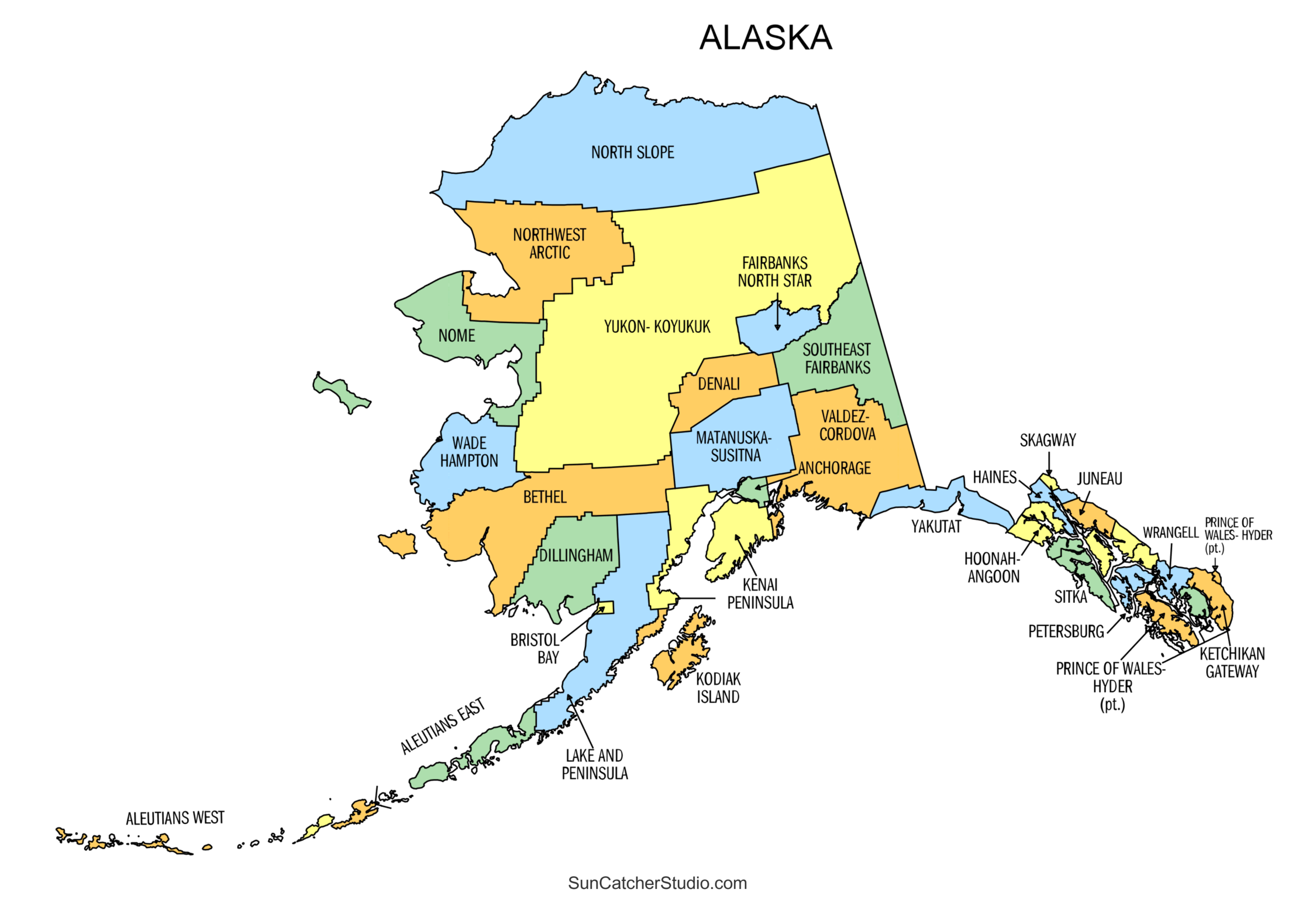 Alaska Boroughs Map Printable State Map With County Lines Free Printables Monograms Design Tools Patterns U0026 DIY Projects