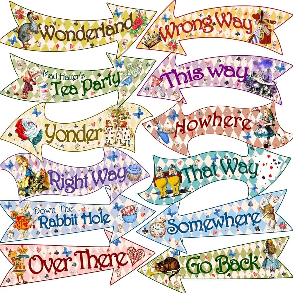 Alice In Wonderland Arrow Signs 24pcs Alice In Wonderland Signs Htabiol Alice In Wonderland Party Decorations Fit For Alice Wonderland Decor Alice 