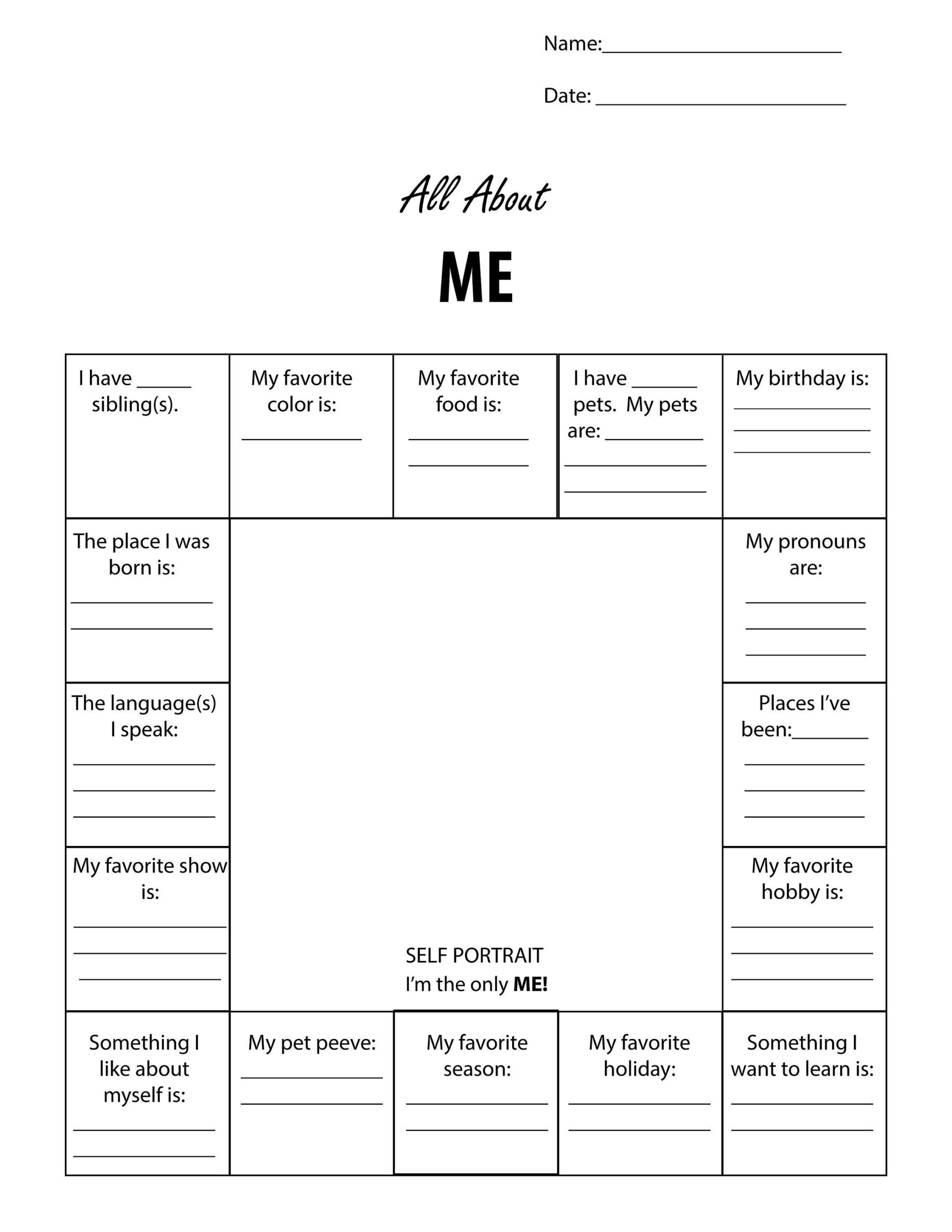 All About Me Worksheet Classroom Icebreaker Activity PDF Etsy