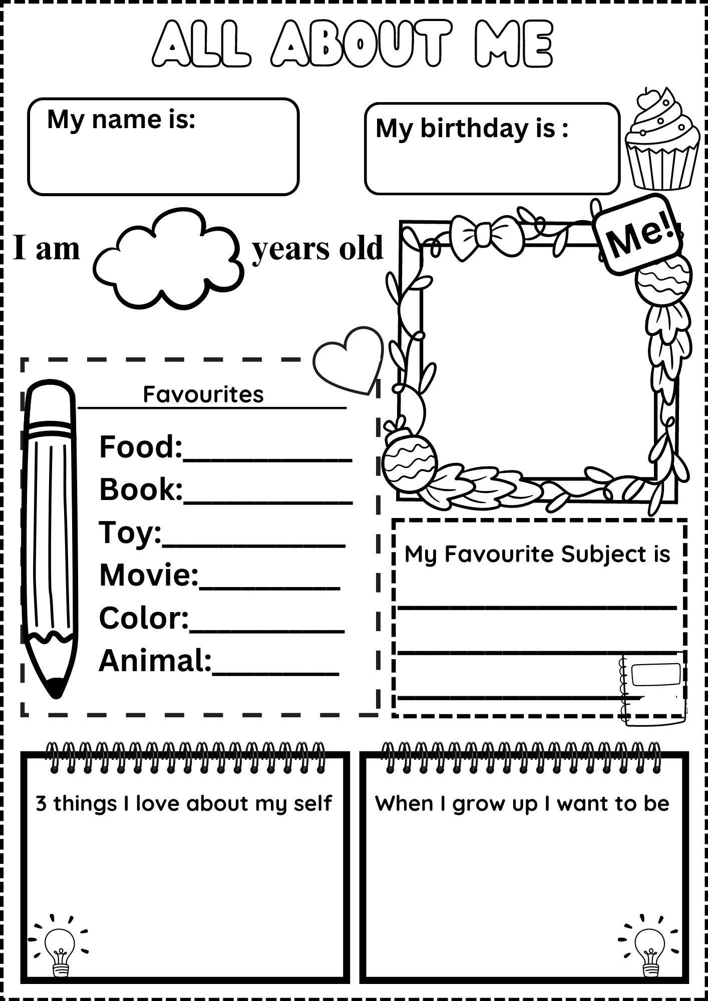 all about me 4th grade printable