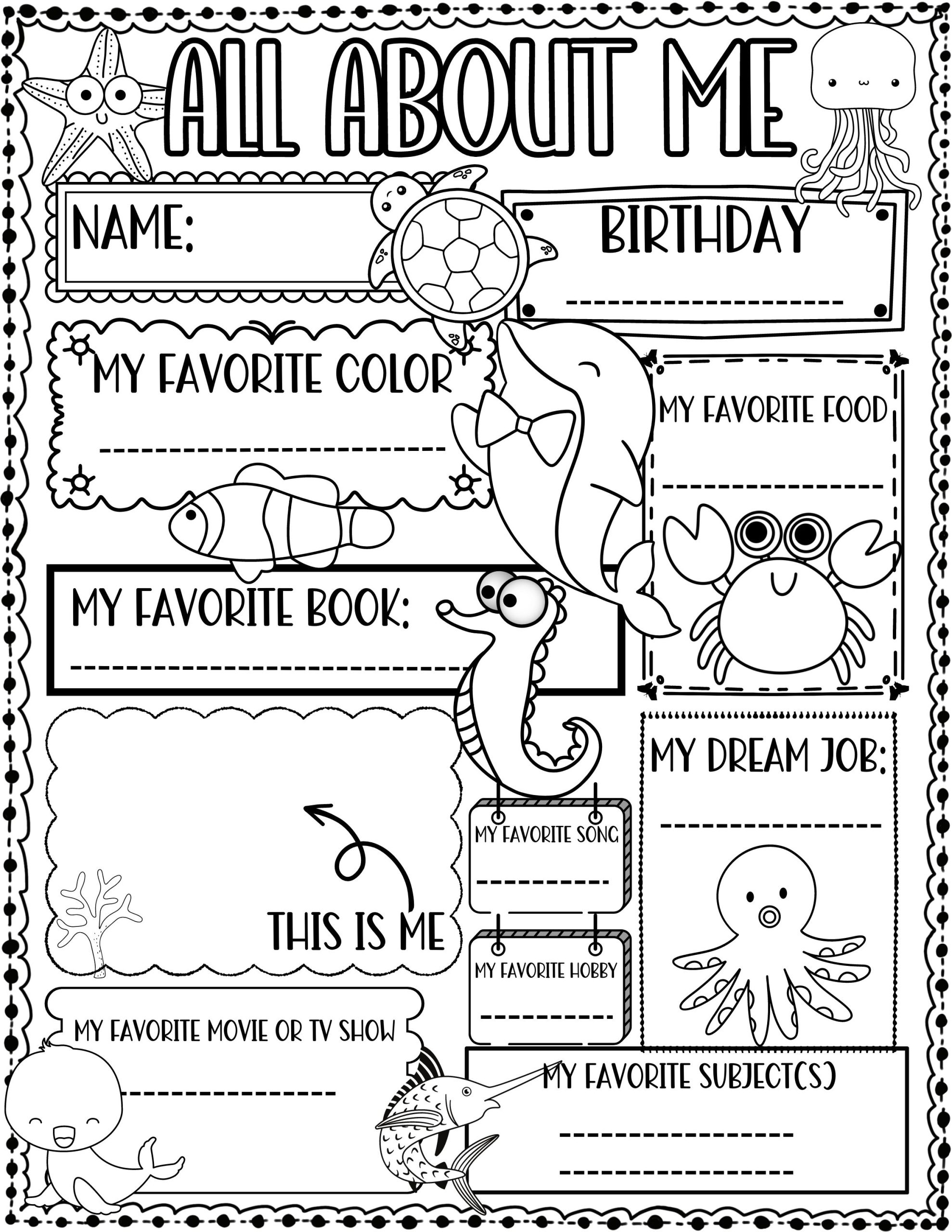 free all about me printables