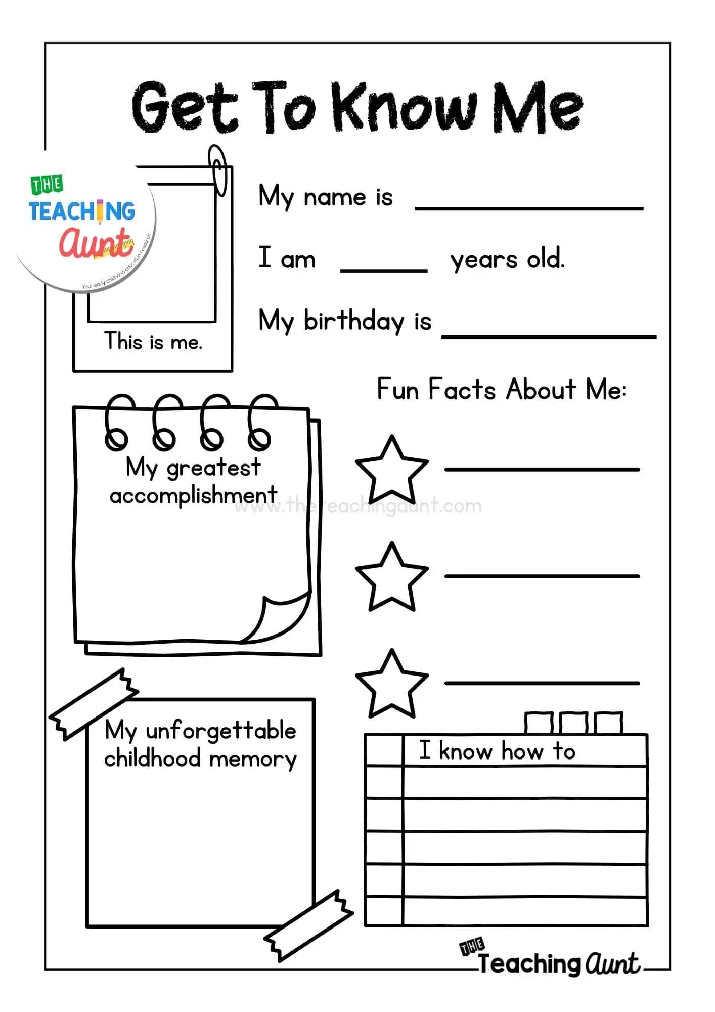 all about me printable