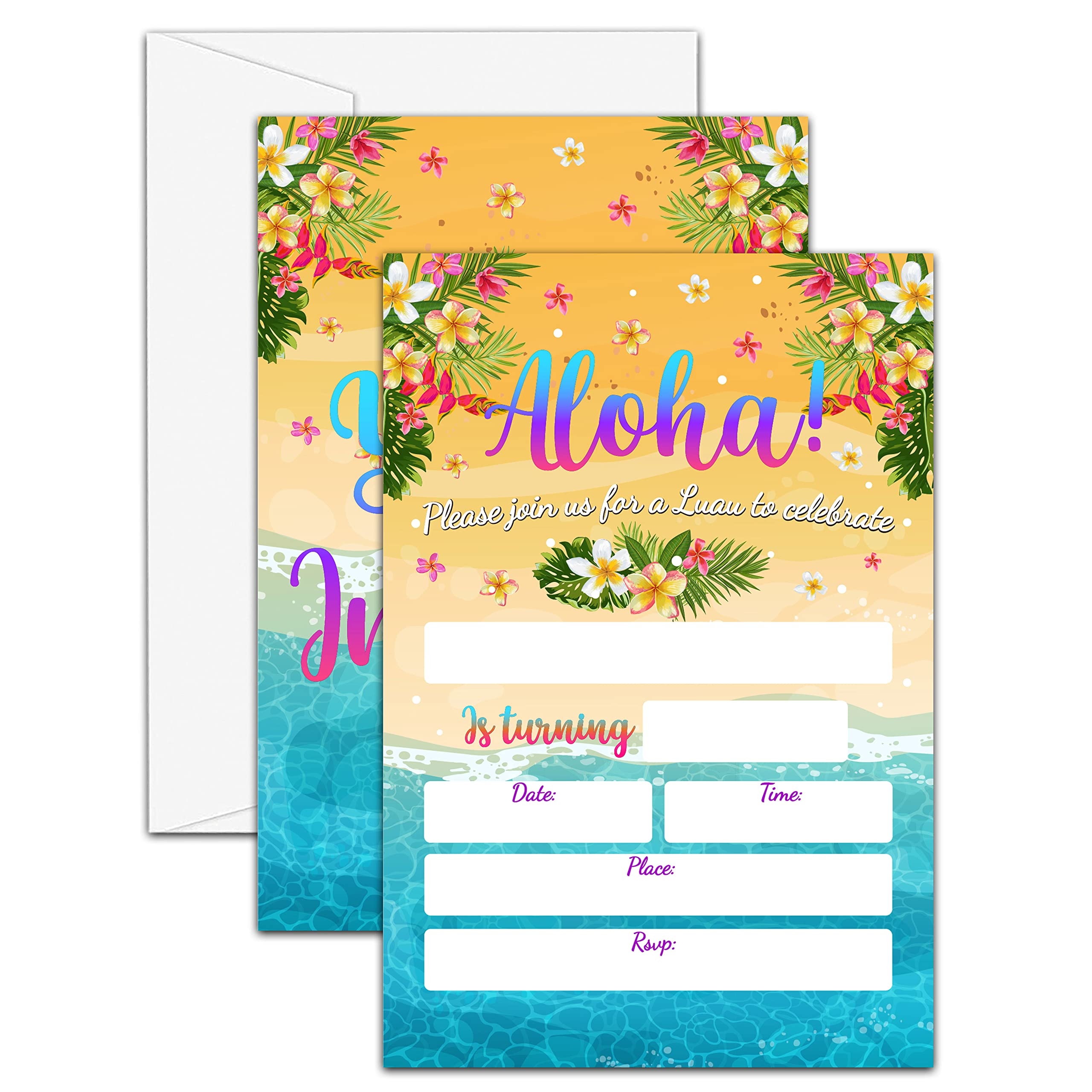 Aloha Luau Birthday Party Invitations Hawaii Birthday Invitations 