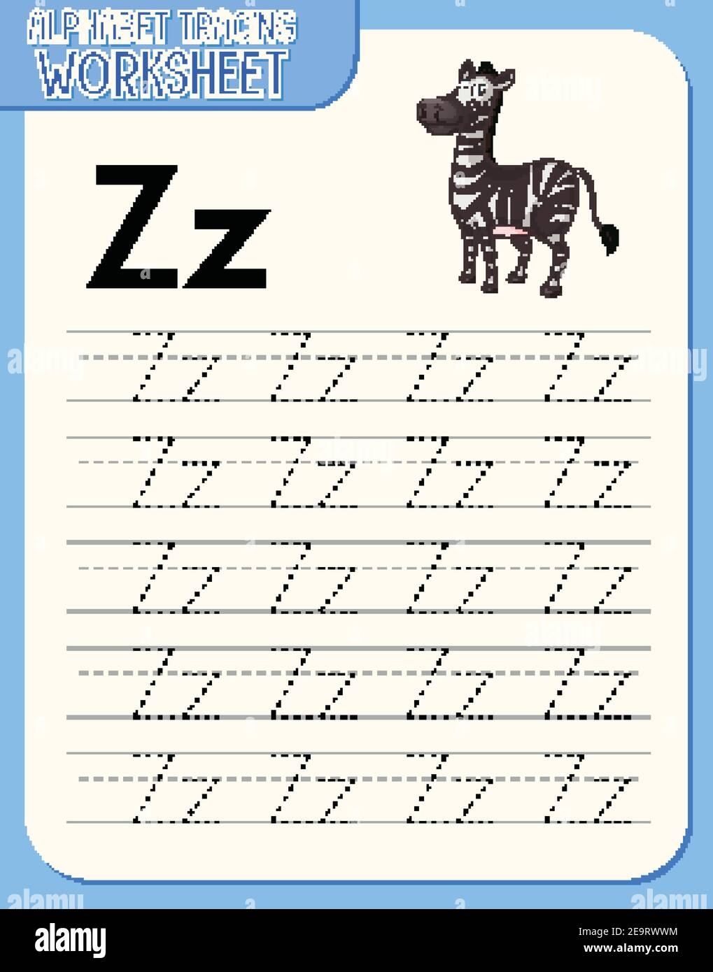 Alphabet Tracing Worksheet With Letter Z And Z Illustration Stock Alphabet Tracing Worksheet With Letter Z And Z Illustration Stock