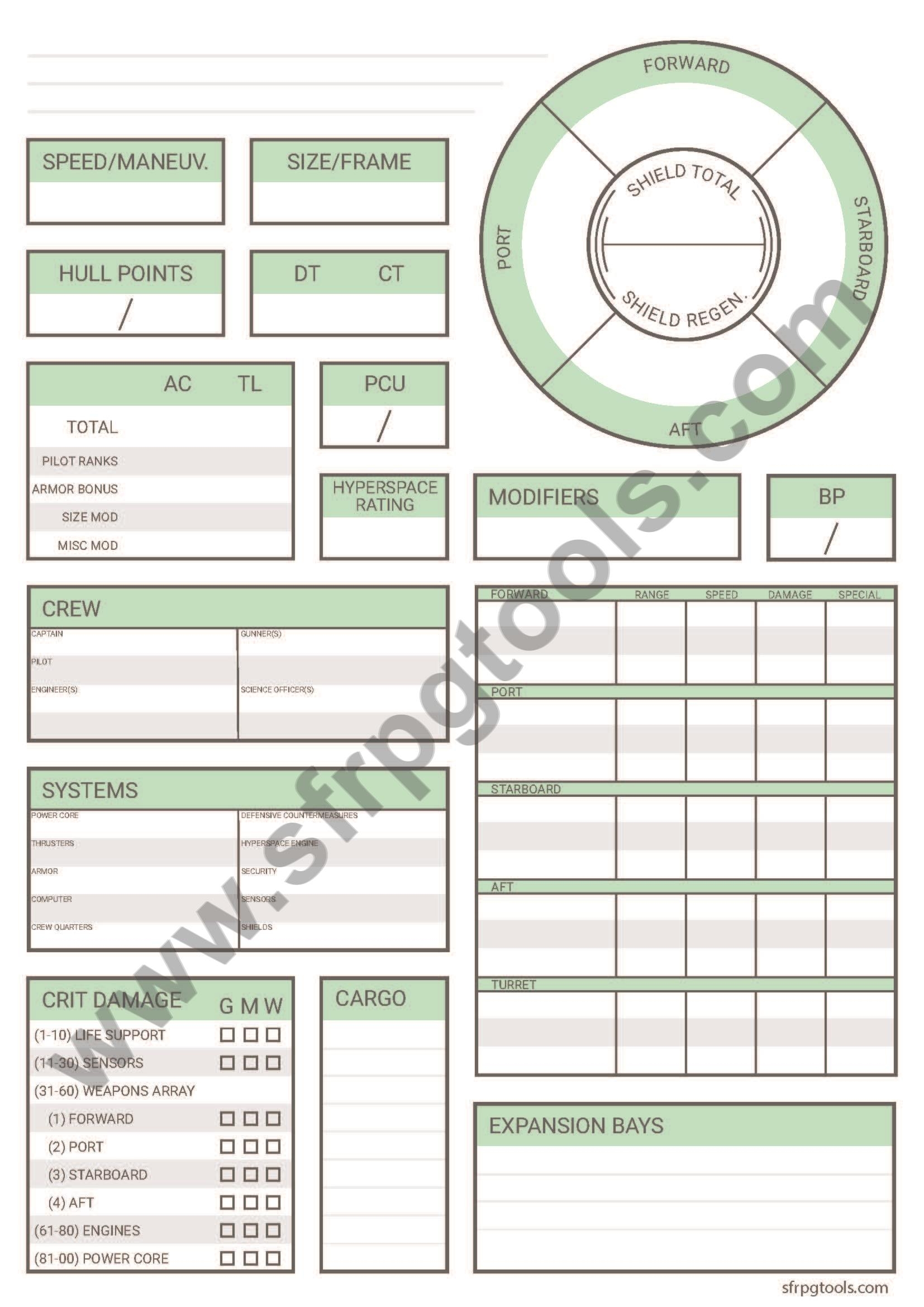 Alternate Starfinder Character Sheet