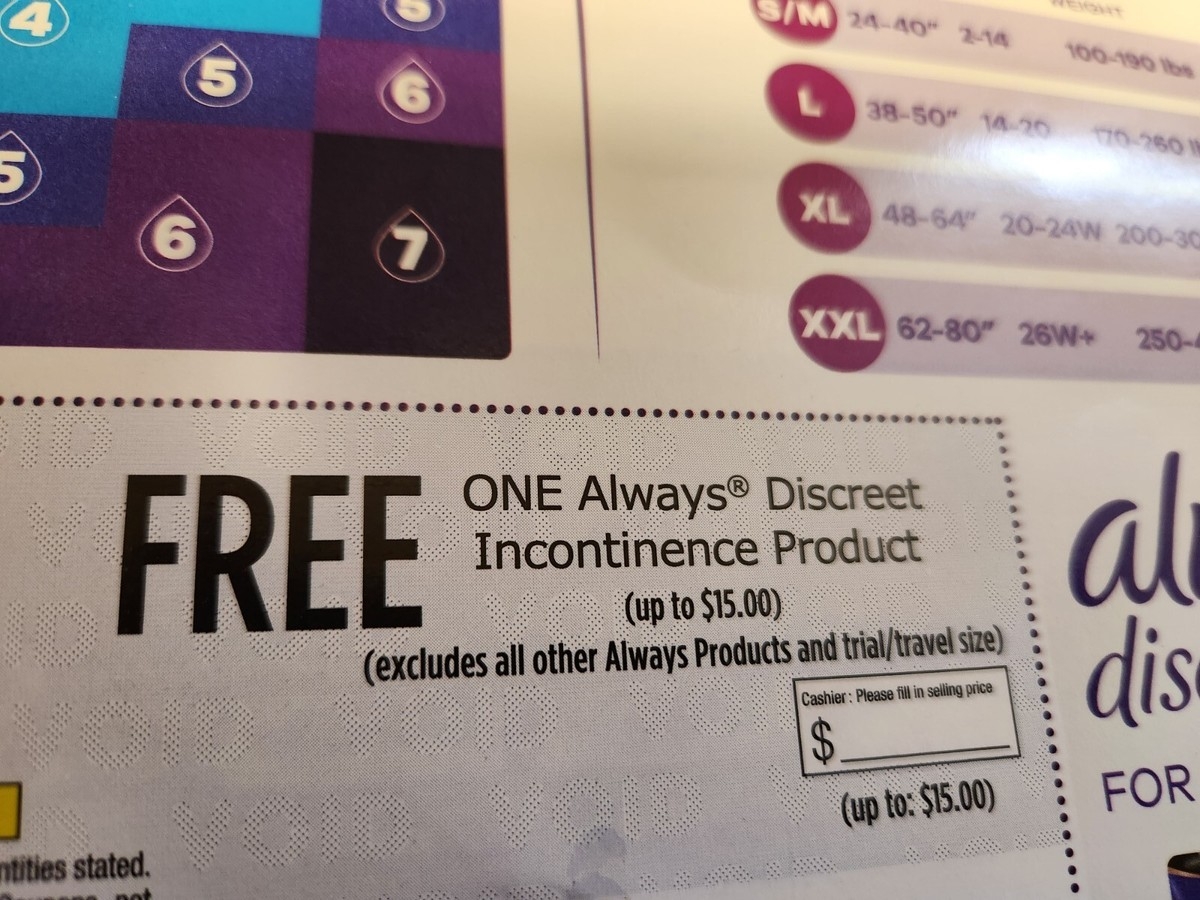 Always Discreet Incontinence Product Liners Pads Underwear 4 Women 15 Coupon EBay