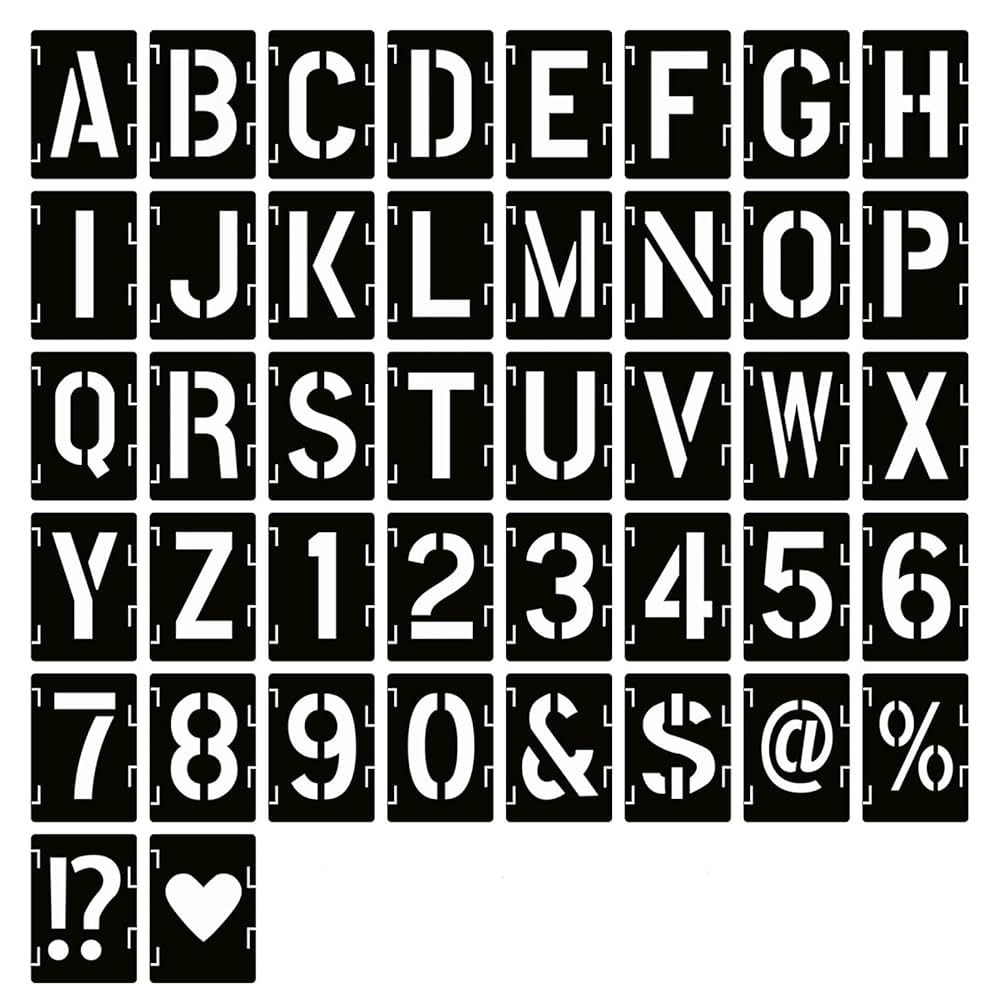 Amazon 12 Inch Letter Stencils Symbol Numbers Craft Stencils 42 Pcs Reusable Alphabet Templates Interlocking Stencil Kit For Painting On Wood Wall Fabric Rock Sign DIY Art Projects Arts Crafts U0026 Sewing