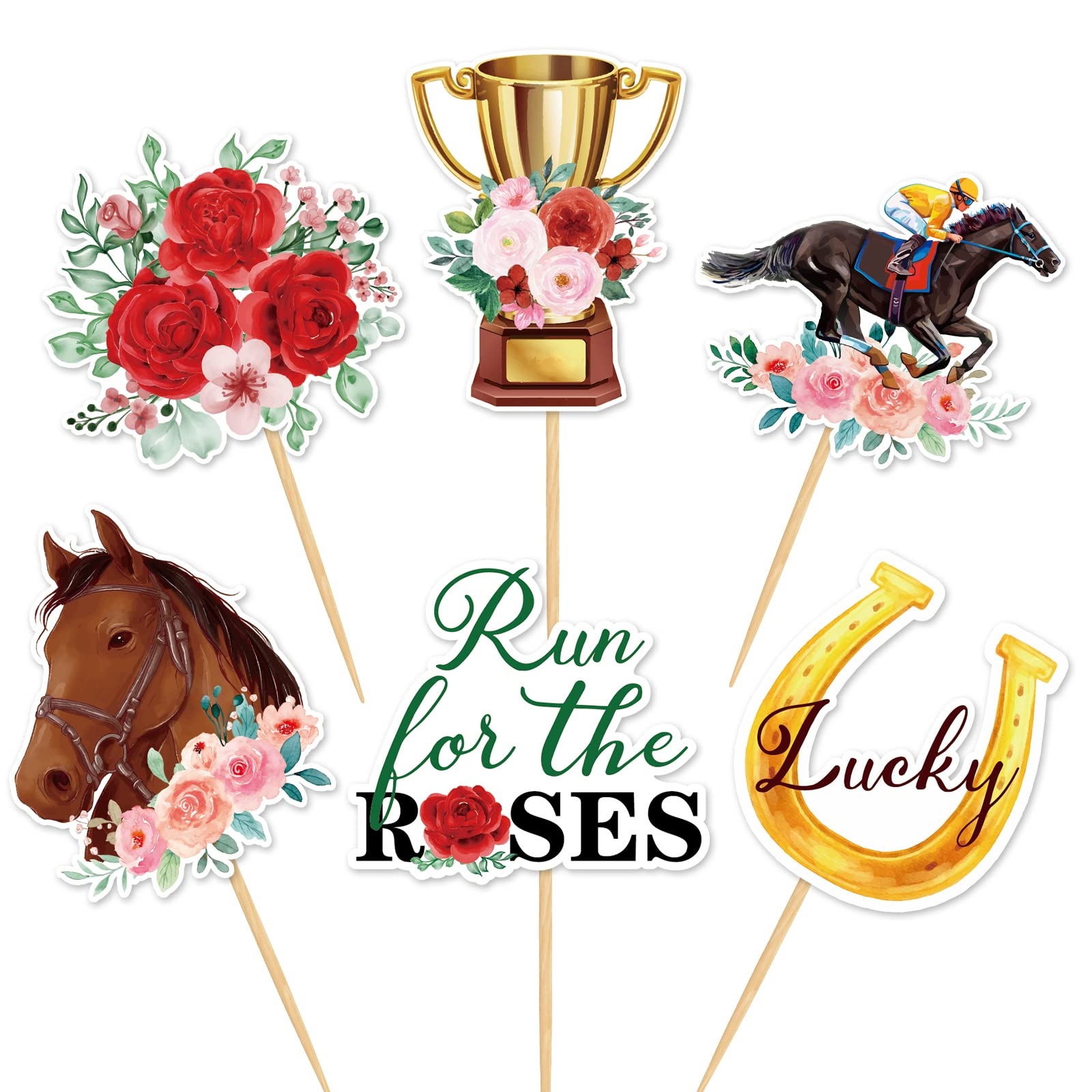 Amazon 144PCS Kentucky Horse Derby Cupcake Toppers Toothpicks Horse Race Cocktail Appetizer Cake Decorations Party Supplies Picks Cocktail Picks