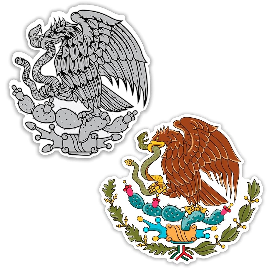 Amazon 2 Pack Mexican Coat Of Arms Sticker Mexico Flag Eagle Bu0026W Vibrant Color Vinyl Decal Car Truck 2 Pack 5