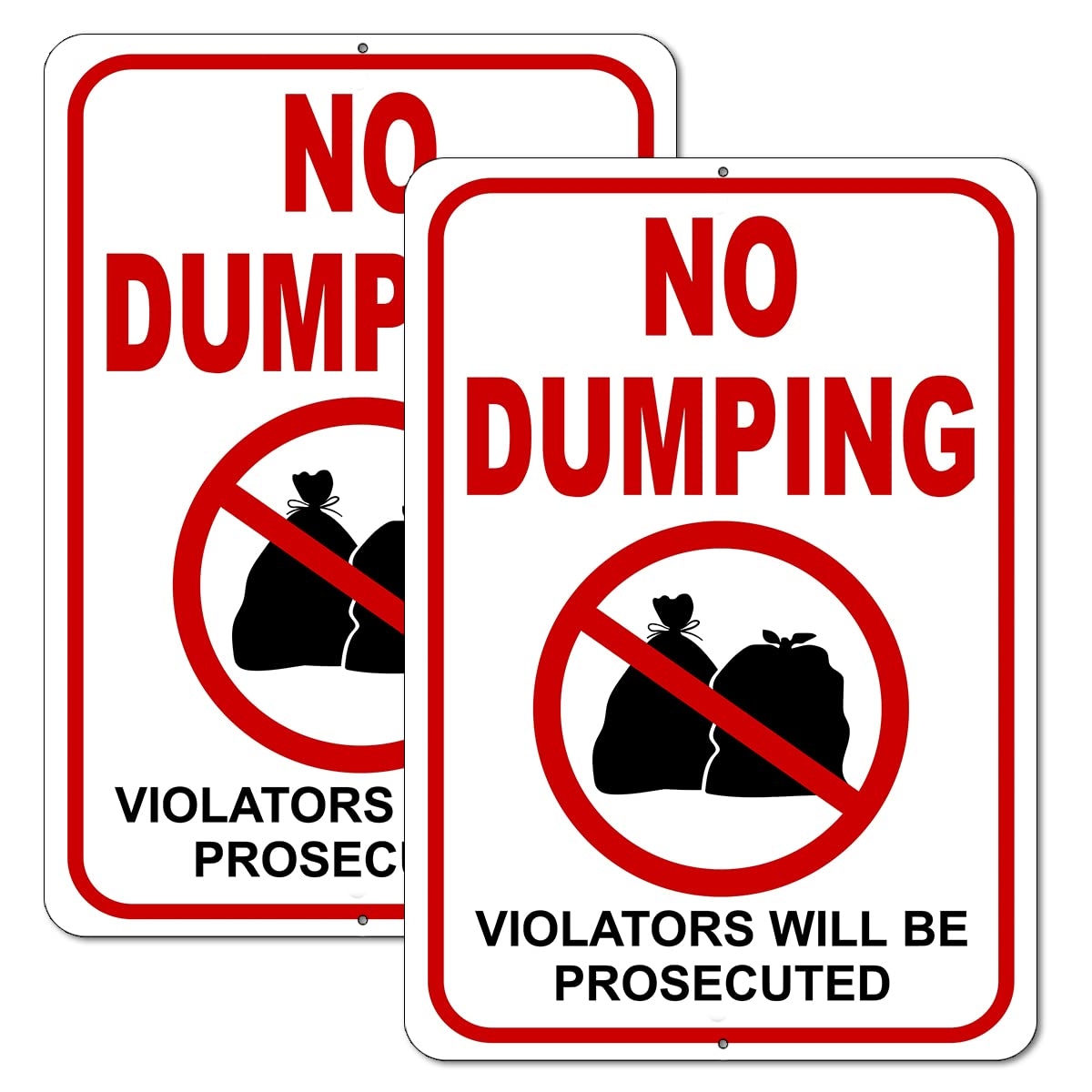Amazon 2 PC No Dumping Signs 10x7 Aluminum No Littering Sign 