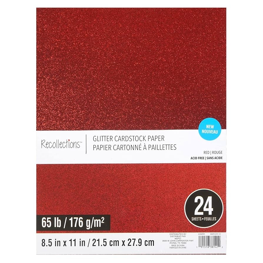 Amazon 24 Sheets Red Glitter 8 5 X 11 Cardstock Paper By Recollections Acid And Lignin Free Paper For Scrapbooks Arts U0026 Crafts 1 Pack Arts Crafts U0026 Sewing