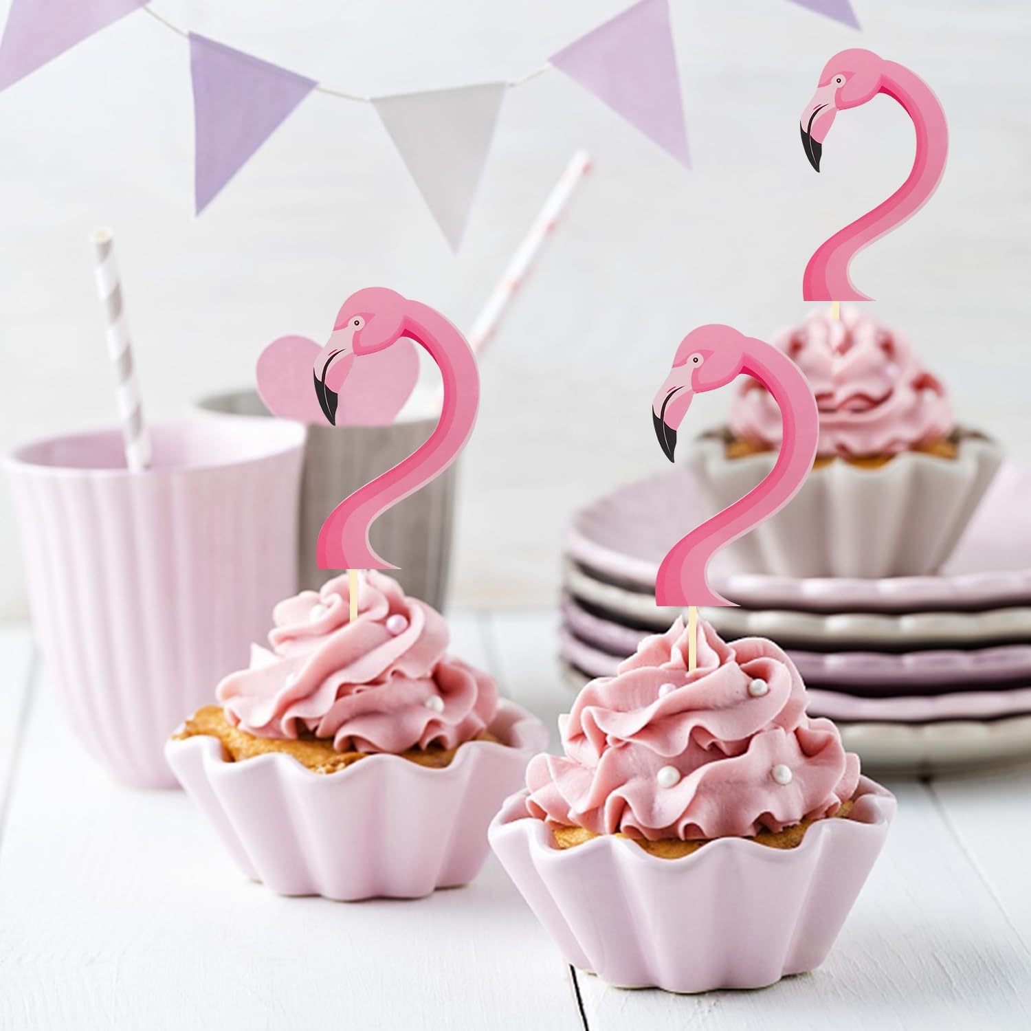 Amazon 24Pcs Flamingo Cupcake Toppers Tropical Aloha Cake Decorations For Luau Hawaiian Theme Baby Shower Birthday Party Supplies Grocery U0026 Gourmet Food