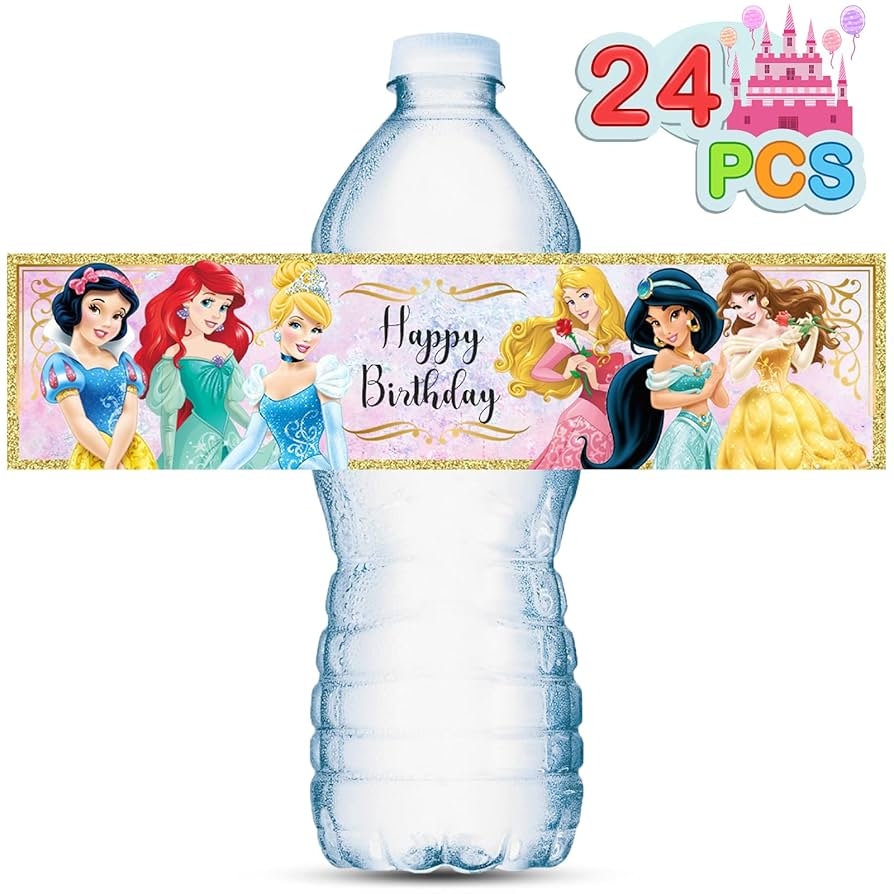 Amazon 24PCS Water Bottle Labels For Princess Birthday Party Supplies Princess Party Supplies Stickers Decorations For Princess Birthday Party Favors Toys U0026 Games