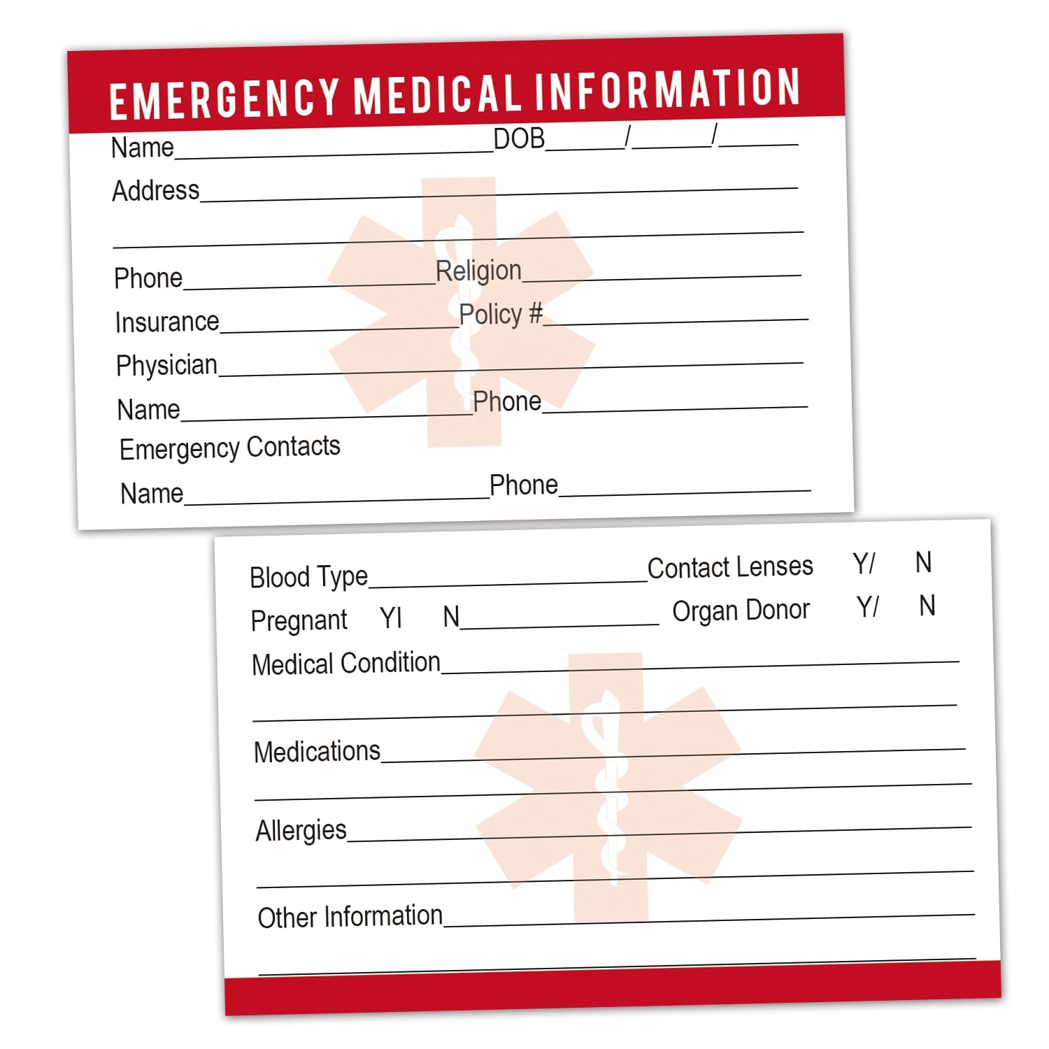 Amazon 25 Emergency Medical Information ID Cards Emergency Amazon 25 Emergency Medical Information ID Cards Emergency