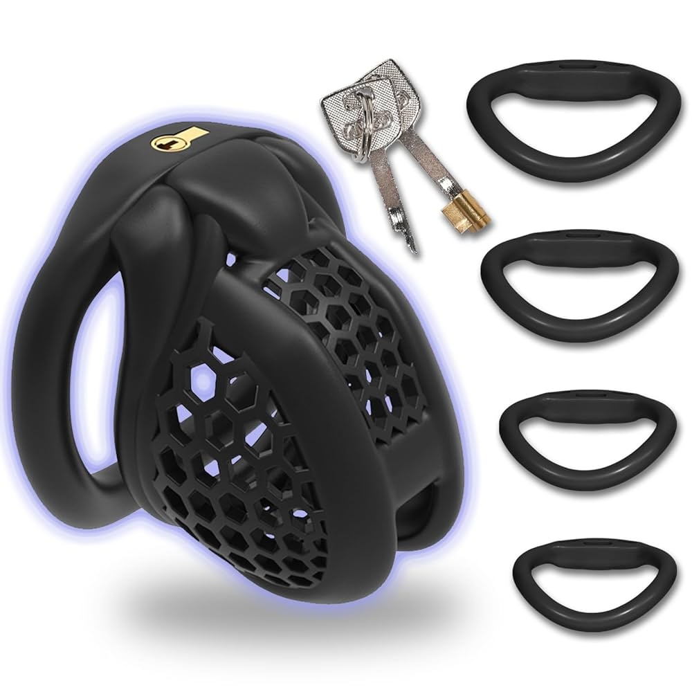 Amazon 3D Printed Cock Cage With 4 Curved Snap Rings Small Honeycomb Chastity Devices For Men SM Fetish Extreme Bondage Sex Toys For Men Trainer Black Arc Small Health U0026 Household