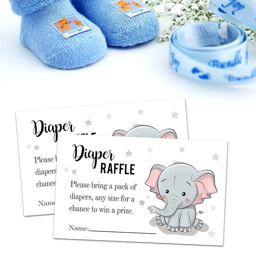 Amazon 50 Elephant Diaper Raffle Tickets For Baby Shower Baby Shower Invitations Inserts Request Cards Games Decorations Supplies For Baby Gender Tickets Home U0026 Kitchen