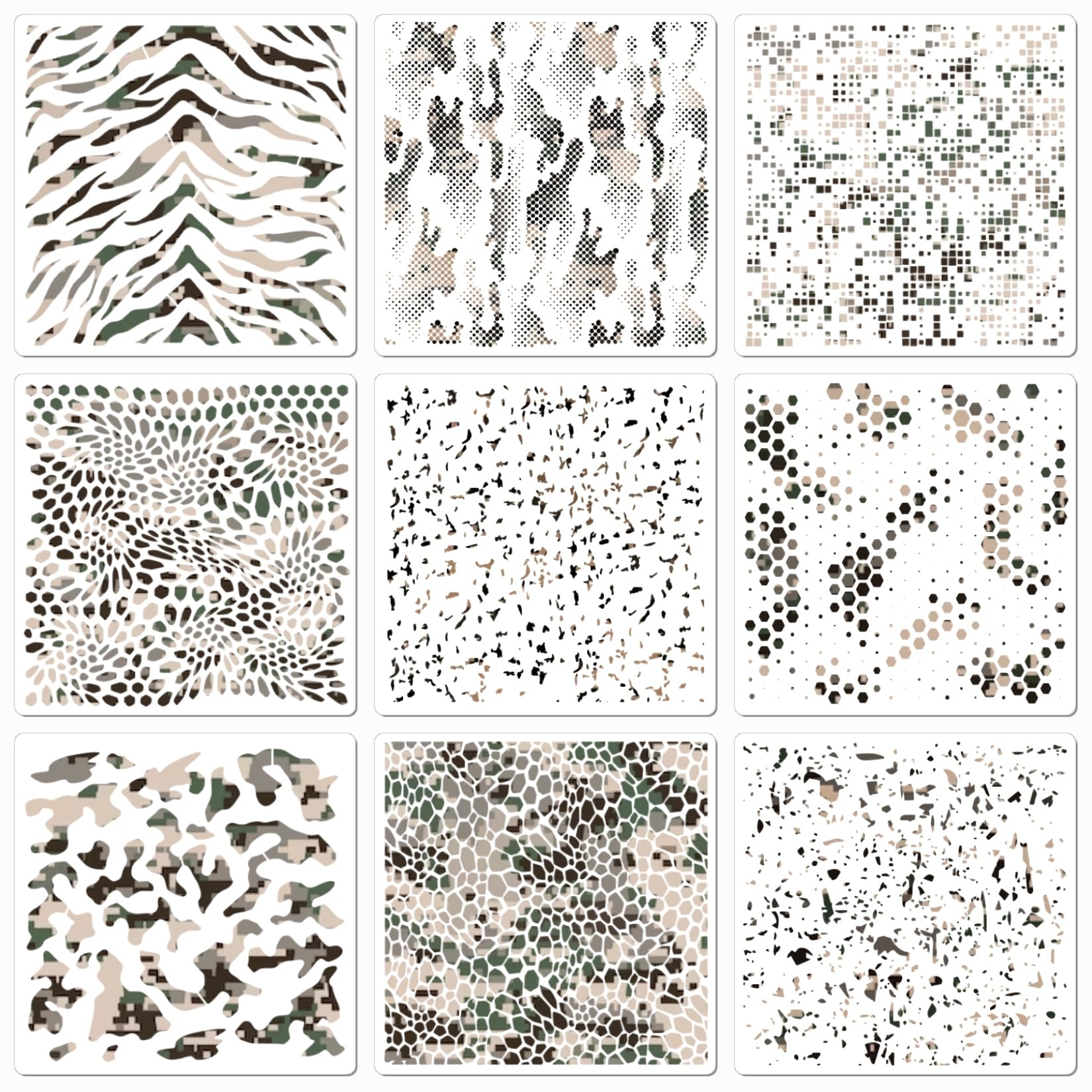 Amazon 9 Pieces Camo Stencils For Spray Paint Camouflage 