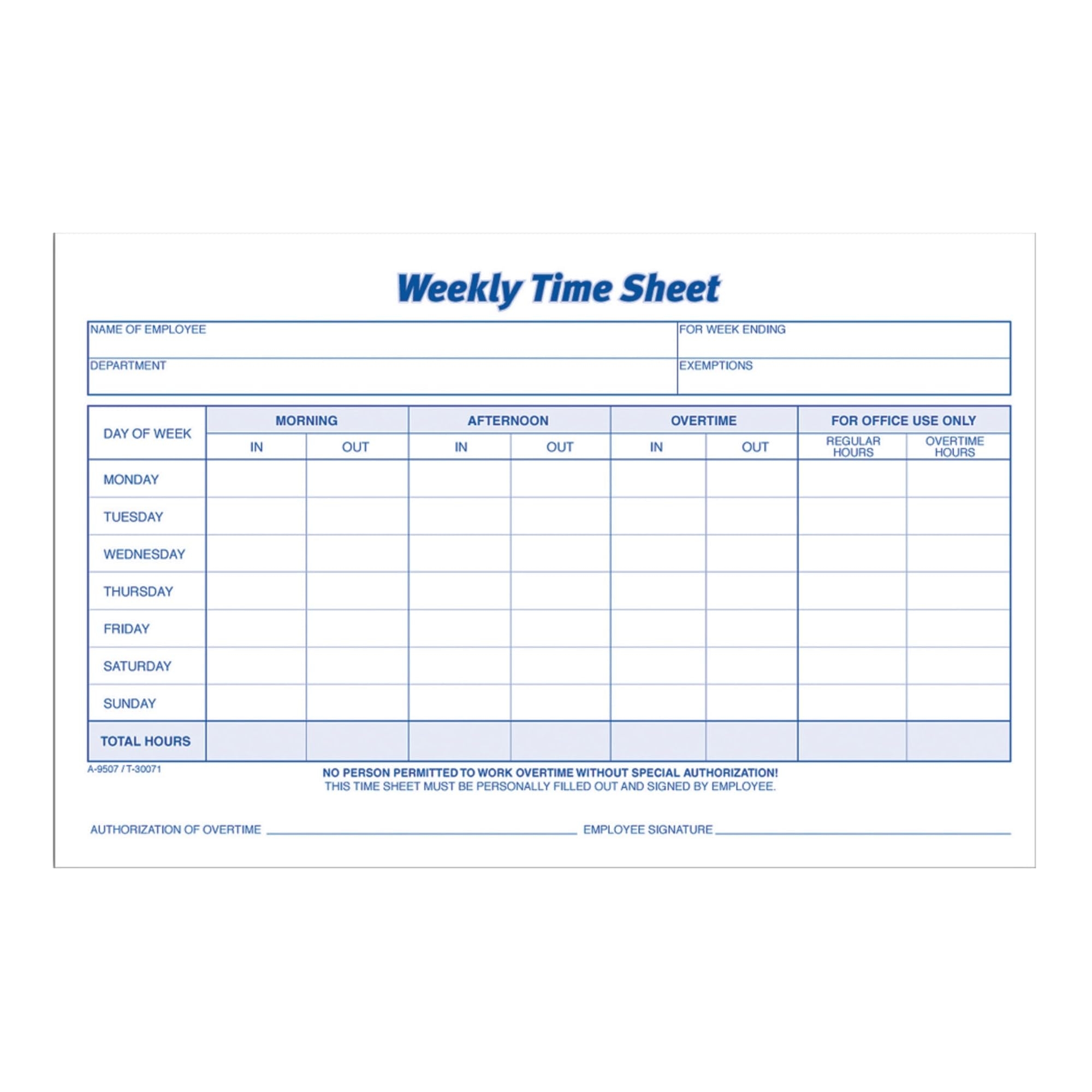 printable weekly time sheets