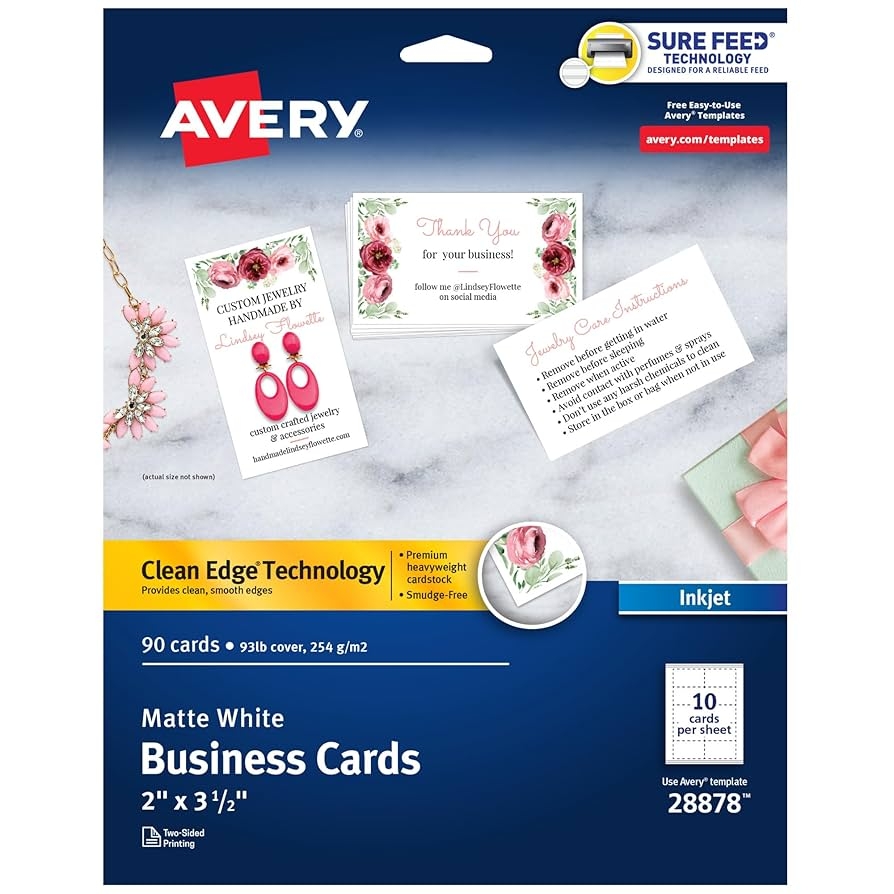 Amazon Avery Clean Edge Printable Business Cards With Sure Feed Technology 2