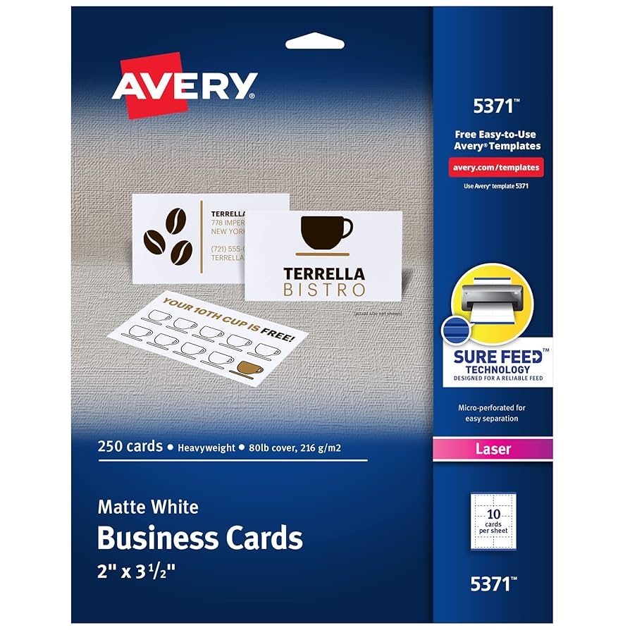 Amazon Avery Printable Business Cards With Sure Feed Technology 2