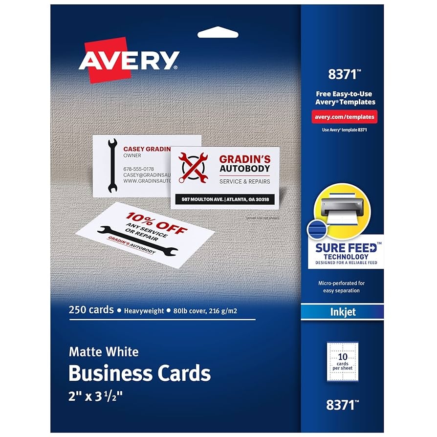 Amazon Avery Printable Business Cards With Sure Feed Technology 2
