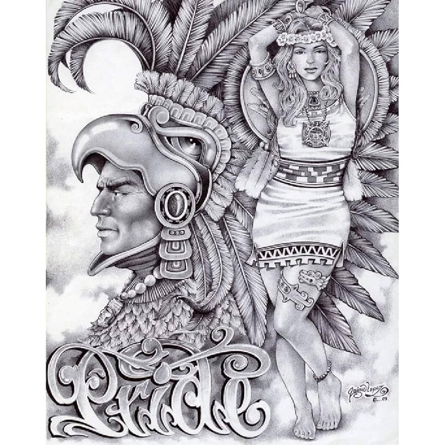 Amazon Aztec Pride By Mouse Lopez Mexican Indian Tattoo Black 