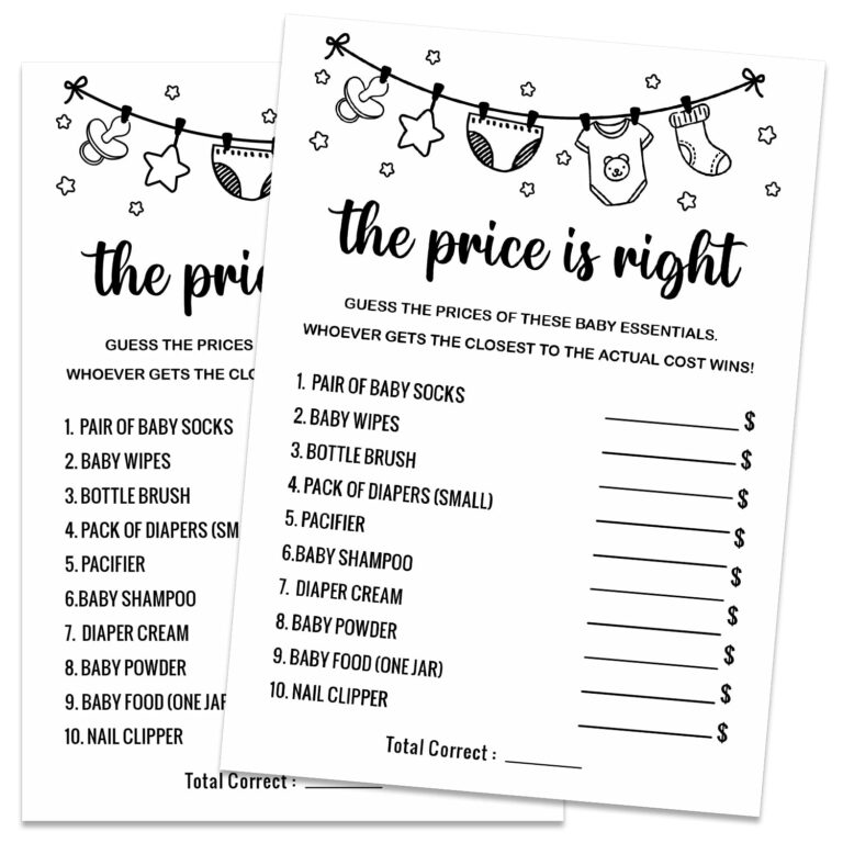 Amazon Baby Shower Game The Price Is Right Baby Shower Game
