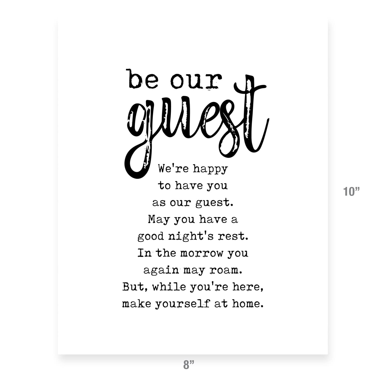 Amazon Be Our Guest Poem Welcome Wall Art Print For Home Decor 8
