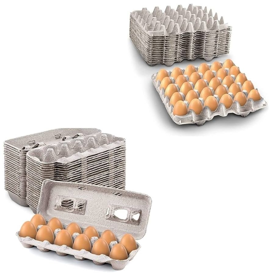 Amazon Blank Natural Pulp Egg Cartons Holds Up To Twelve Eggs 1 Dozen And Biodegradable Pulp Fiber Egg Flats For Storing Up To 30 Large Or Small Eggs 15 Pieces Each