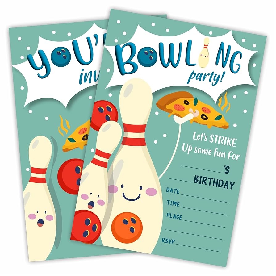 free printable bowling birthday party invitations