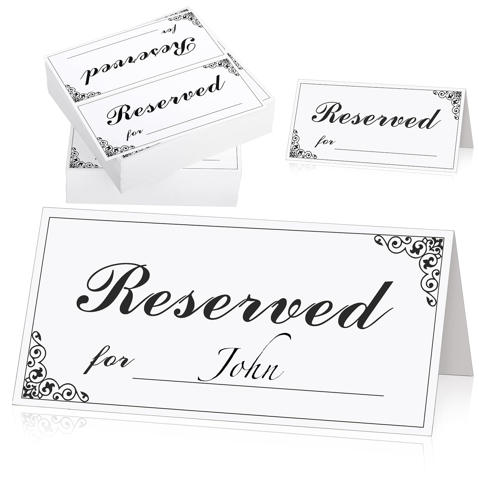 Amazon DI QIU REN 300 Pcs Paper Reserved Table Signs With Name Line Double side Reserved Seating Signs For Tables Chairs White Black Reservation Table Tent Signs For Wedding Restaurant Church Business Meeting 