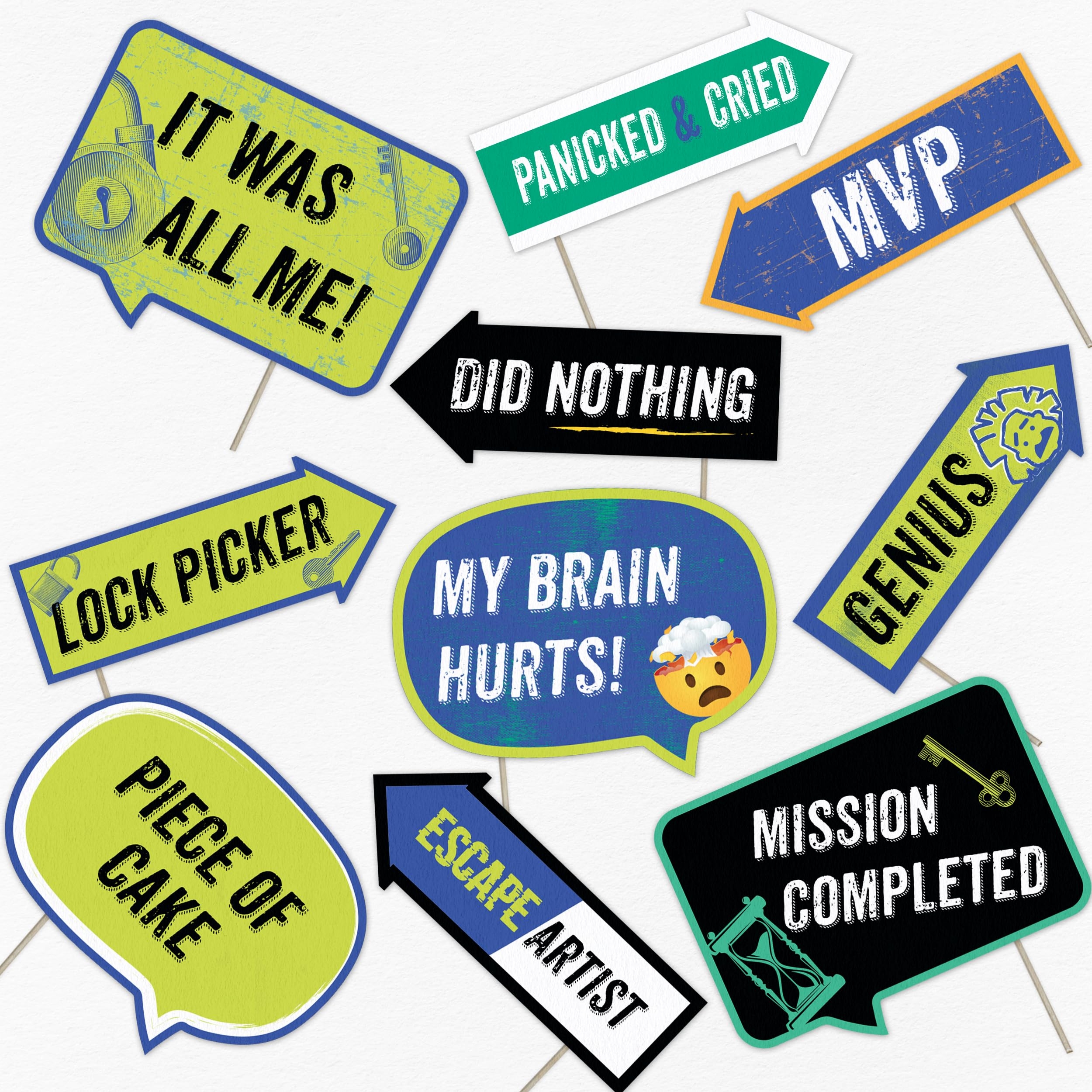 Amazon Escape Room We Escaped Photo Booth Props Top Secret Mystery Themed Party Decorations Funny Photography Supplies Selfie Props With Sticks 10pcs Home U0026 Kitchen