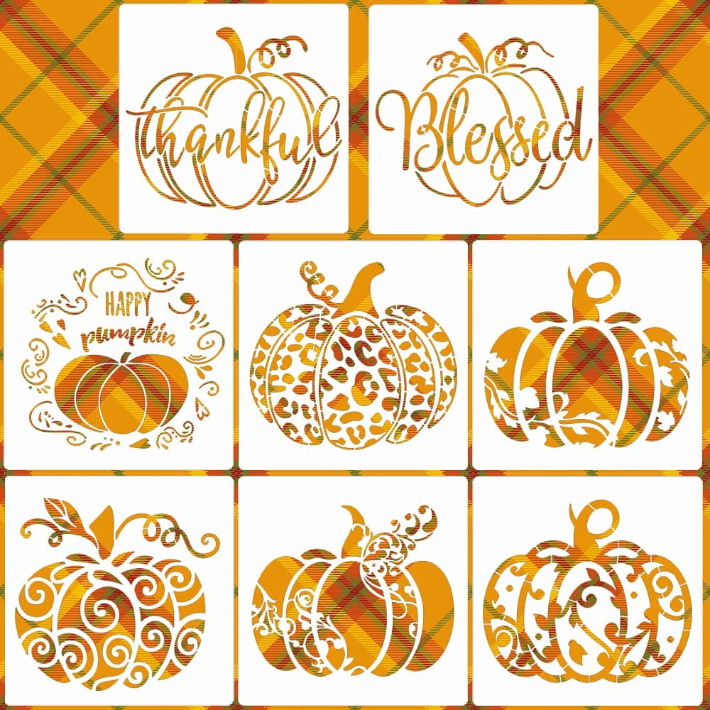 Amazon Fall Pumpkin Stencils 8 Fall Stencils Reusable Pumpkin Stencil For Painting On Wood T Shirts Decor Arts Crafts U0026 Sewing