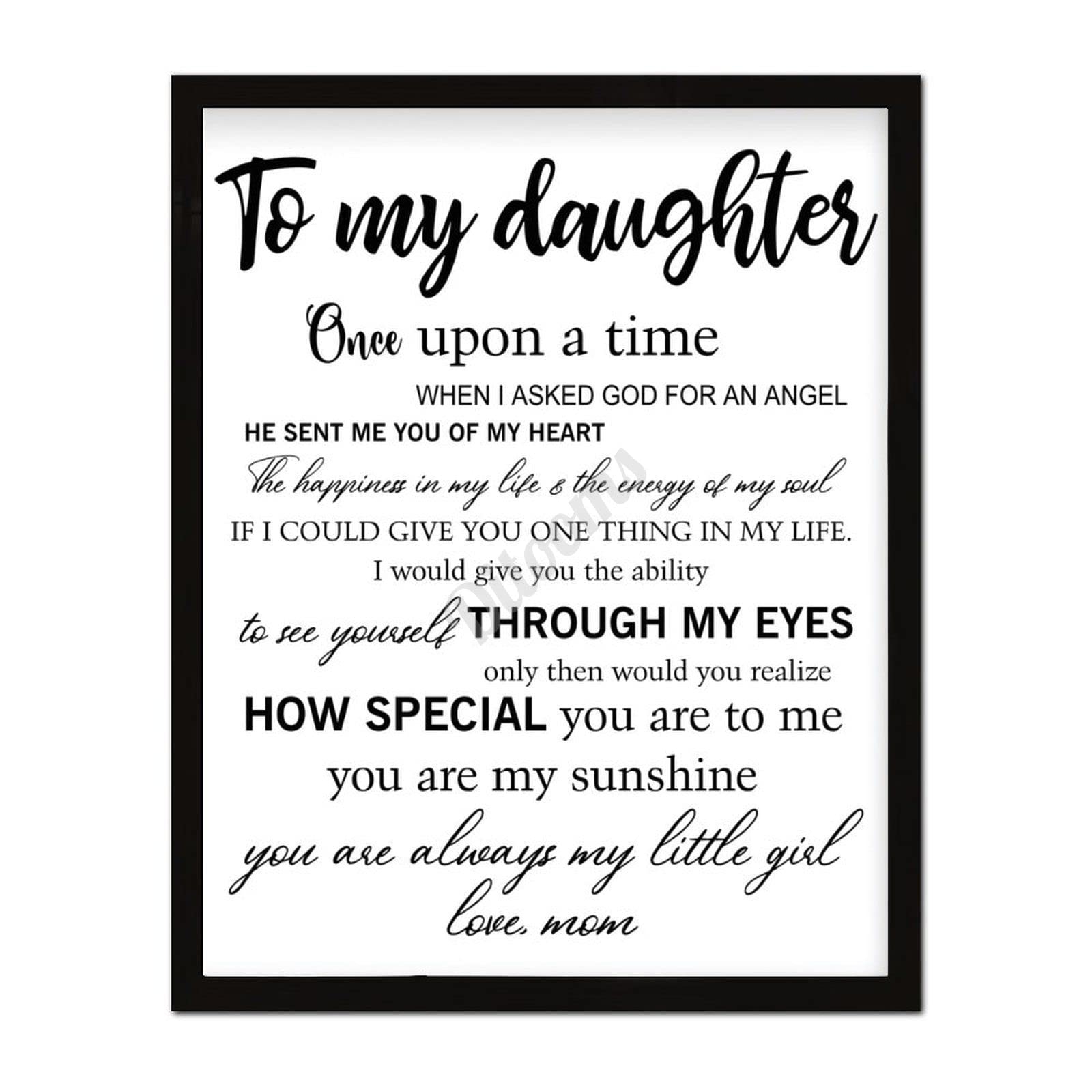 Amazon Framed Wooden Sign Gifts For Daughter To My Daughter Wall Art Decor To My Daughter From Mom Dad Love Letter Printed Sign Positive Encourage And Love Daughter s Sign Gifts Black 16