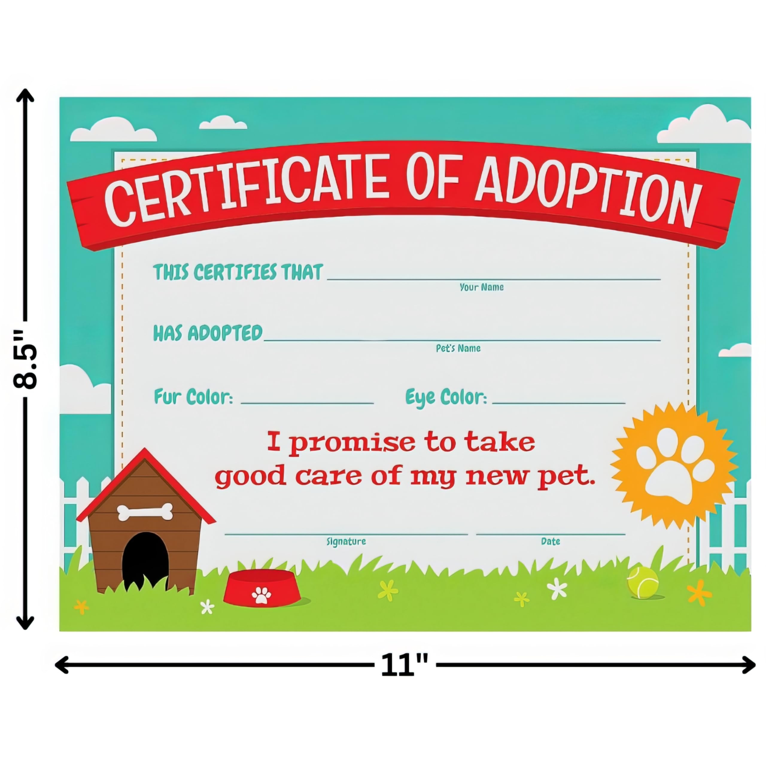Amazon Fun Express Dog Adoption Certificates Ideal For Dog Themed Parties Pet Adoption Events U0026 Animal Celebrations Perfect Dog Party Favors Supplies Keepsakes U0026 Fun Prizes 12 Pieces Office Products