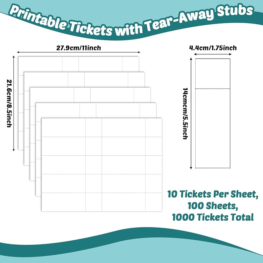 Amazon Gisgfim 1000 Printable Tickets With Tear Away Stubs 