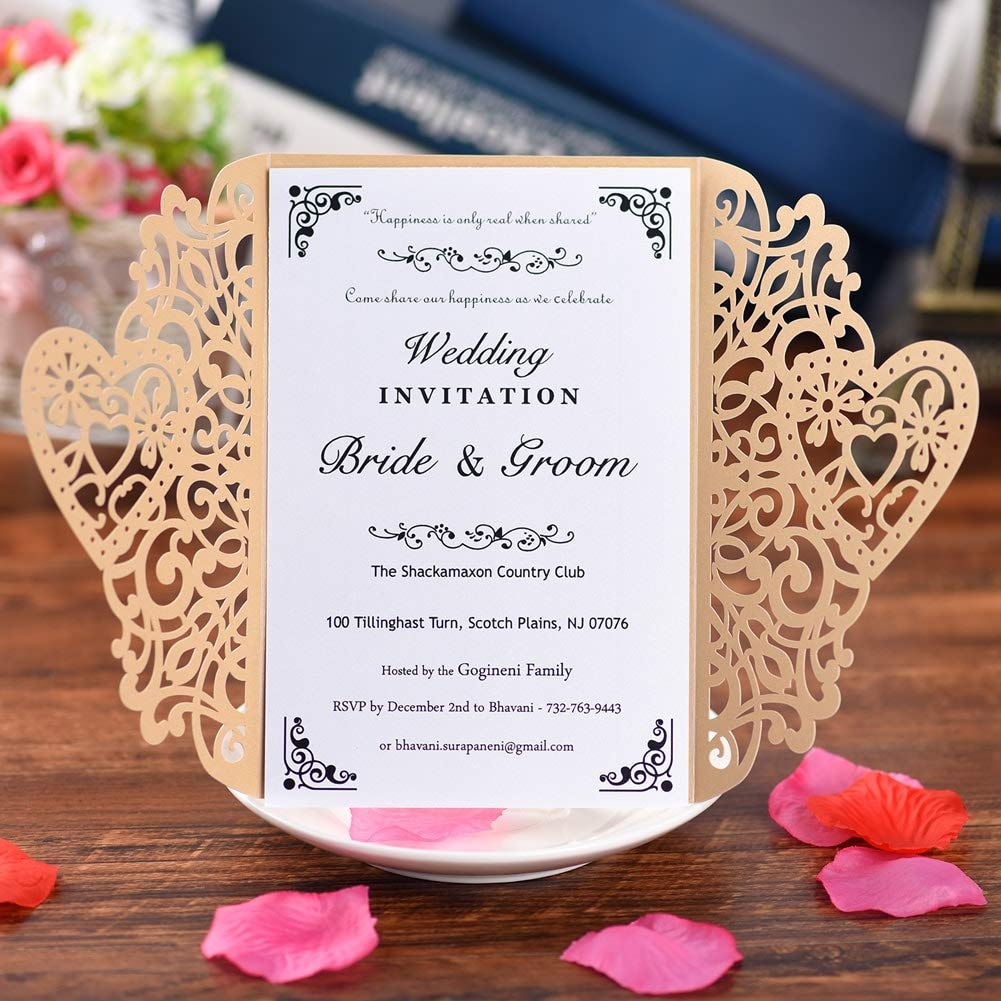 Amazon Gold Laser Cut Wedding Invitations Kits 50 Packs 