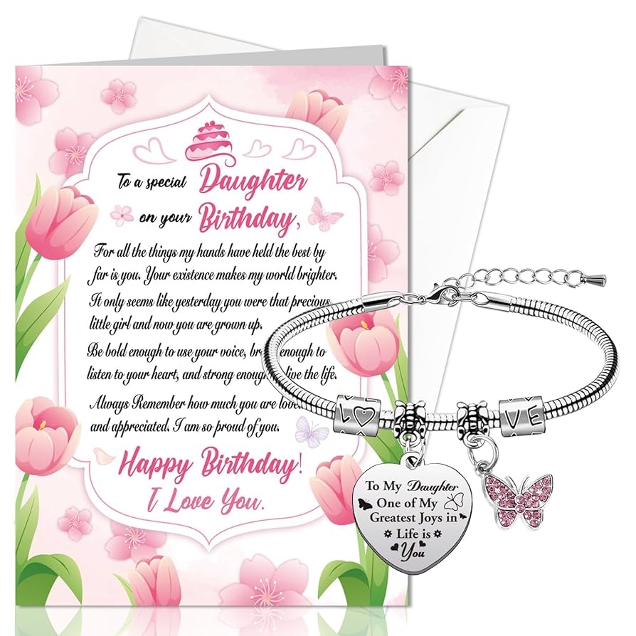 Amazon HOWAF Birthday Card U0026 Bracelets For Daughter Heart 