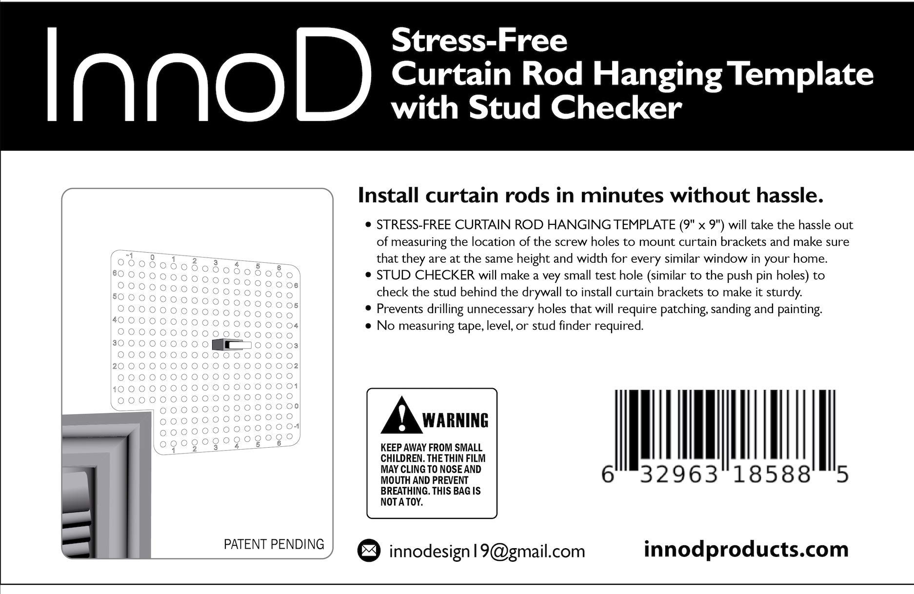 Amazon InnoD Stress Free Curtain Rod Hanging Template With Stud Checker Home U0026 Kitchen