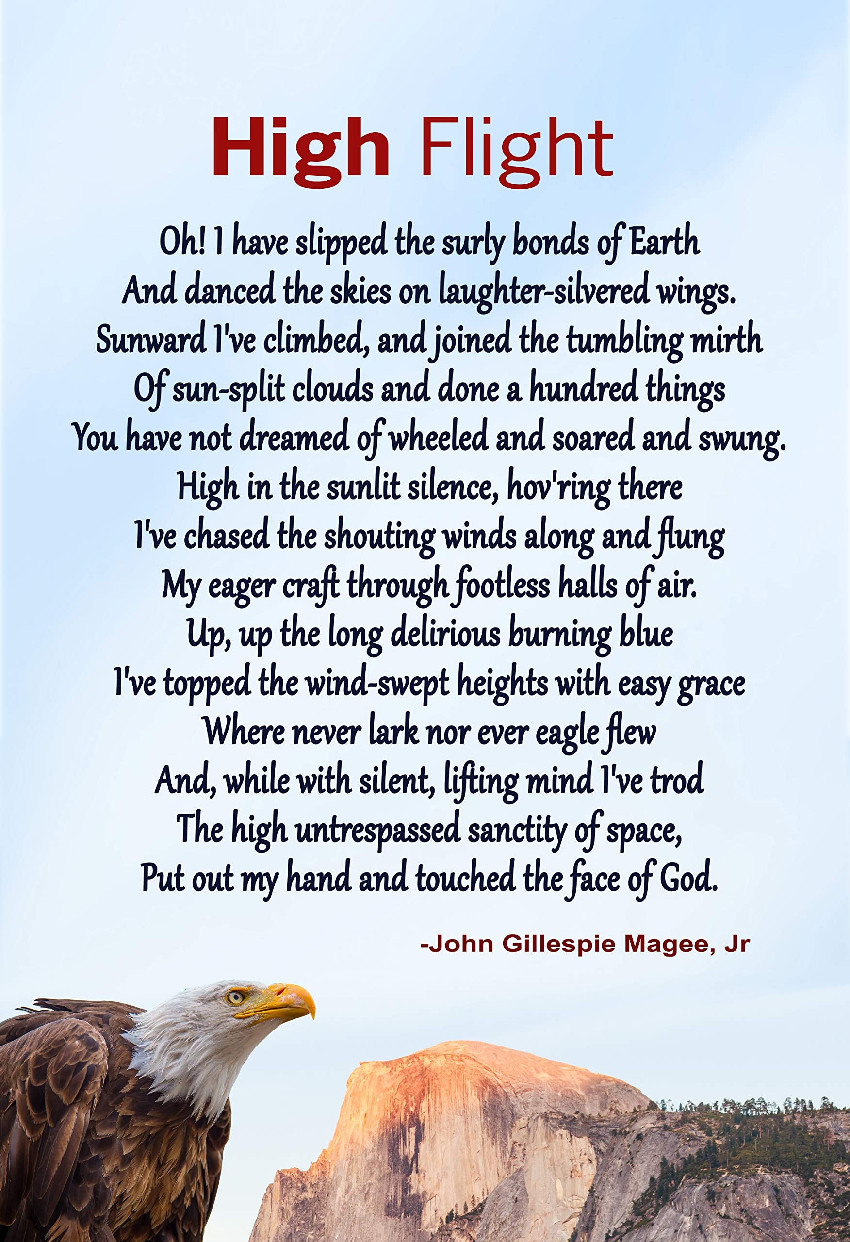 Amazon John Gillespie Magee Jr Poem High Flight 13x19 Unframed Poster Poster Print Picture Or Framed Posters U0026 Prints